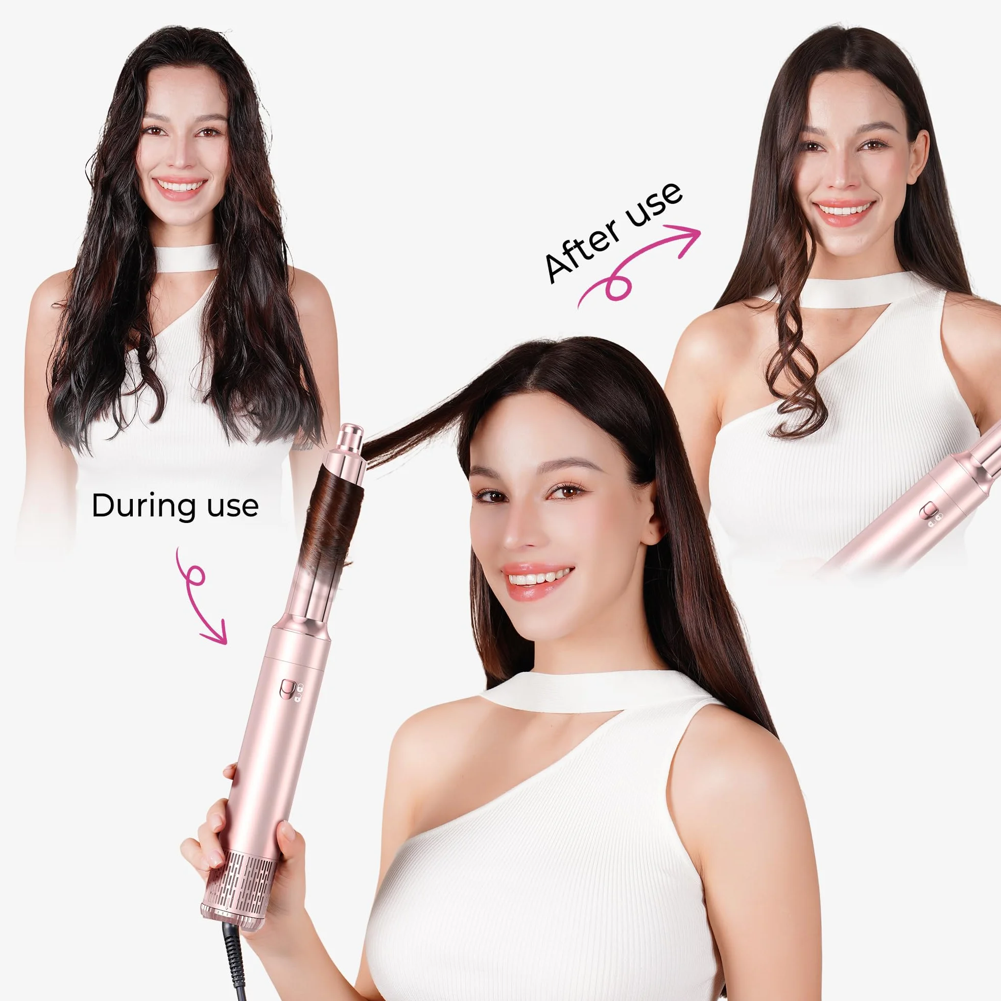 MogaWave Pro Airbrush Air Styler 1000W Brosse Soufflante Seche Cheveux Brushing Boucleur