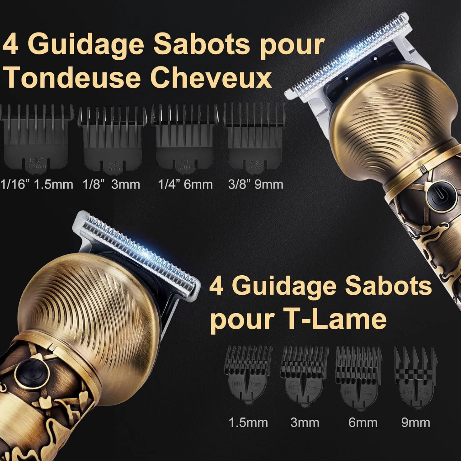Professionnelle Tondeuse Cheveux Barbe Homme Sans Fil Rasoir avec Affichage Type-C USB, Kit 5-en-1 pour Homme