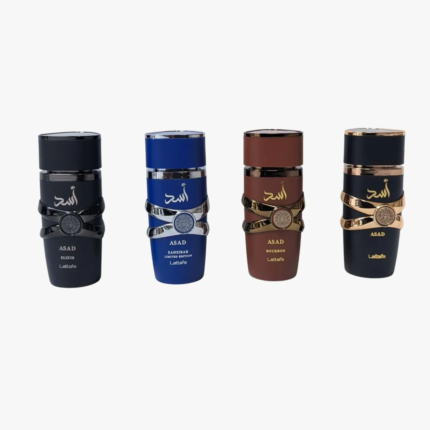 Lattafa ASAD Coffret cadeau 4 pièces 25 ml - Collection de parfums orientaux pour homme | Asad, Elixir, Bourbon & Asad Zanzibar