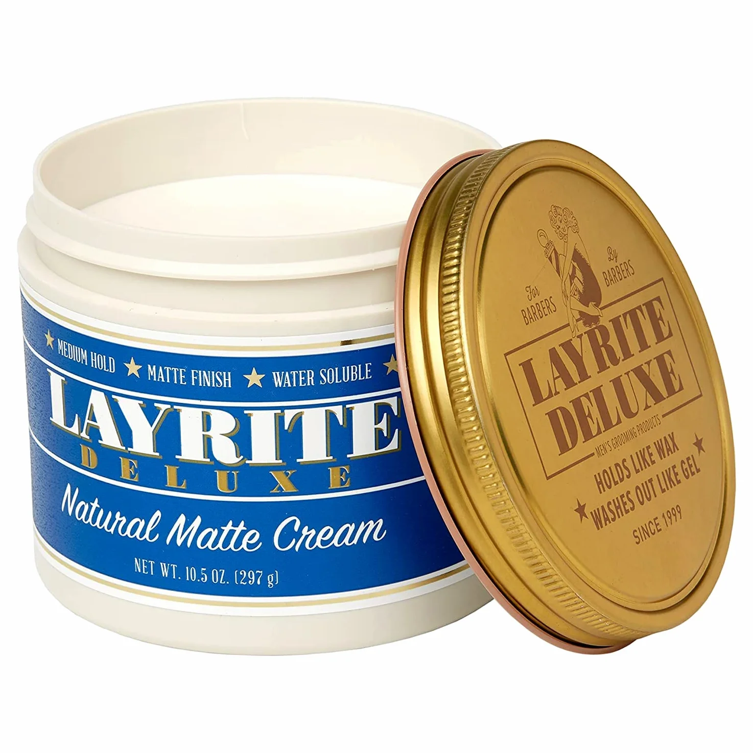 Layrite Natural Matte Cream Pomade 297g | Fixation Moyenne | Effet Mat Naturel | Texture Légère | Facile à Laver