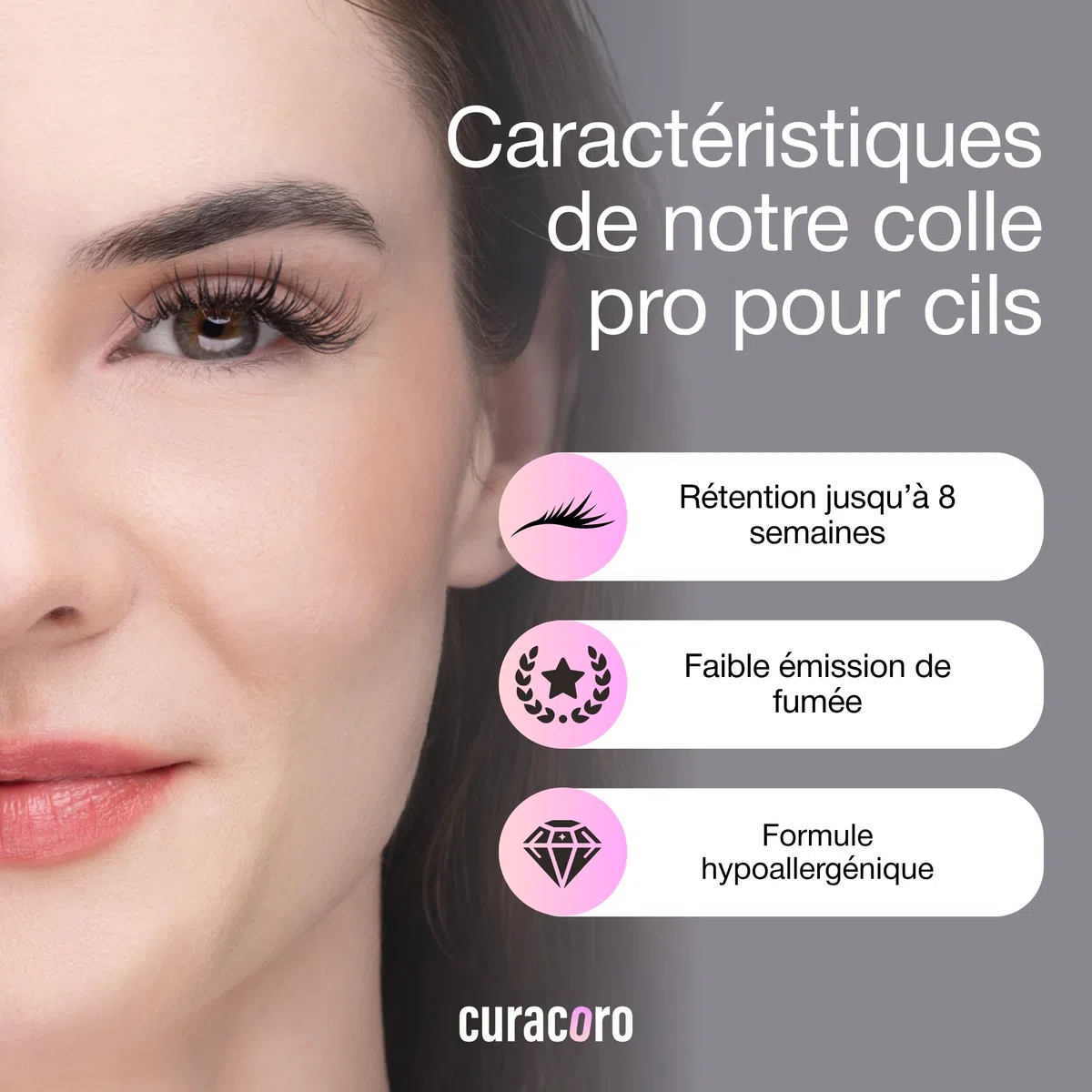 Curacoro colle à cils professionnelle – Adhésif extra-fort pour usage en salon,noir & transparent, séchage 0,5-3 sec, 5ml, tenue 7-8 semaines – réservé aux technicien(ne) s certifié(e) s