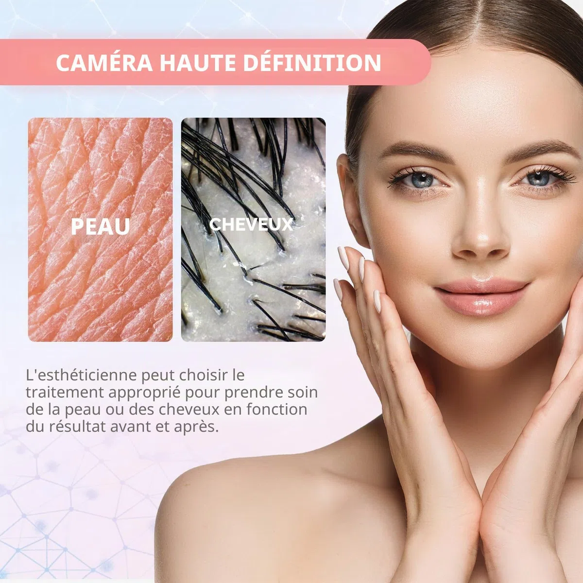 Analyseur de cheveux en cuir, microscope numérique LCD de 5 pouces, scanner détecteur de cuir chevelu, 50X 200X, portable, rechargeable, huile de follicule pileux, détecteur d'augmentation d'humidité