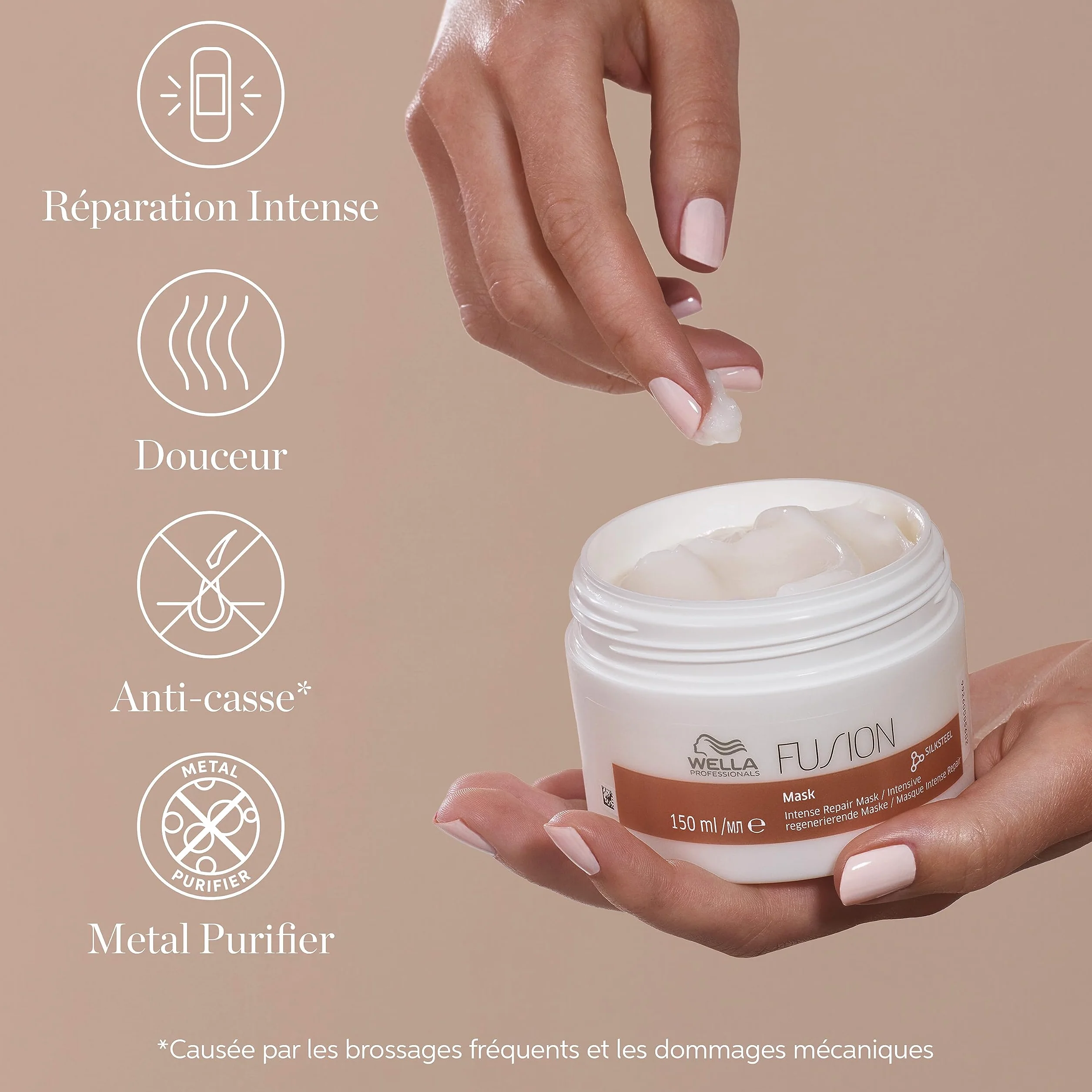 Wella Professionals Fusion Masque Réparation Intense Masque Nourrissant Cheveux Secs Abîmés 500ml