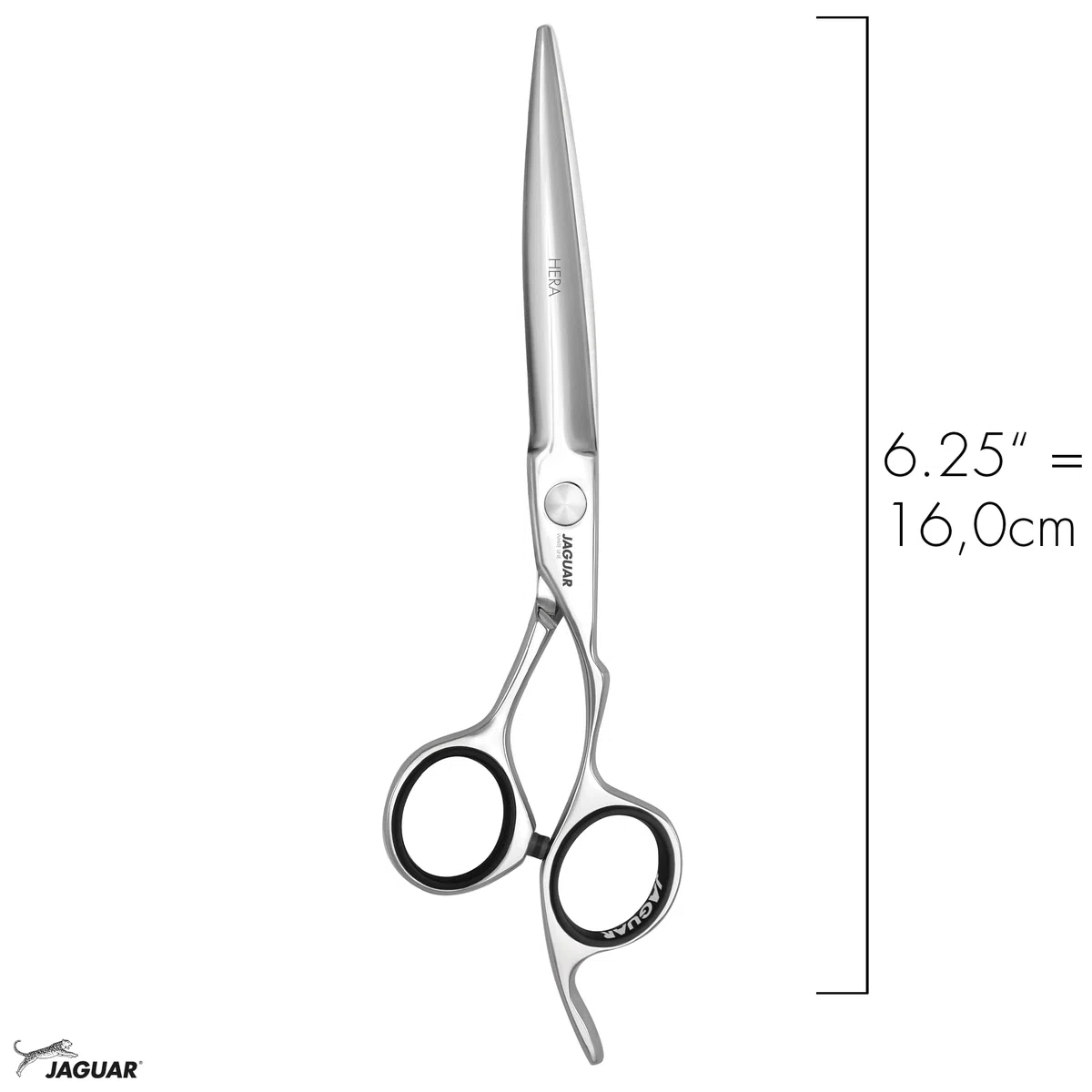 JAGUAR Ciseaux de cheveux HERA 6.25" | Ciseaux de coiffeur en design Crane avec crochet à doigt forgé et lame de poignard arrondie | polis | Fabriqués en Allemagne