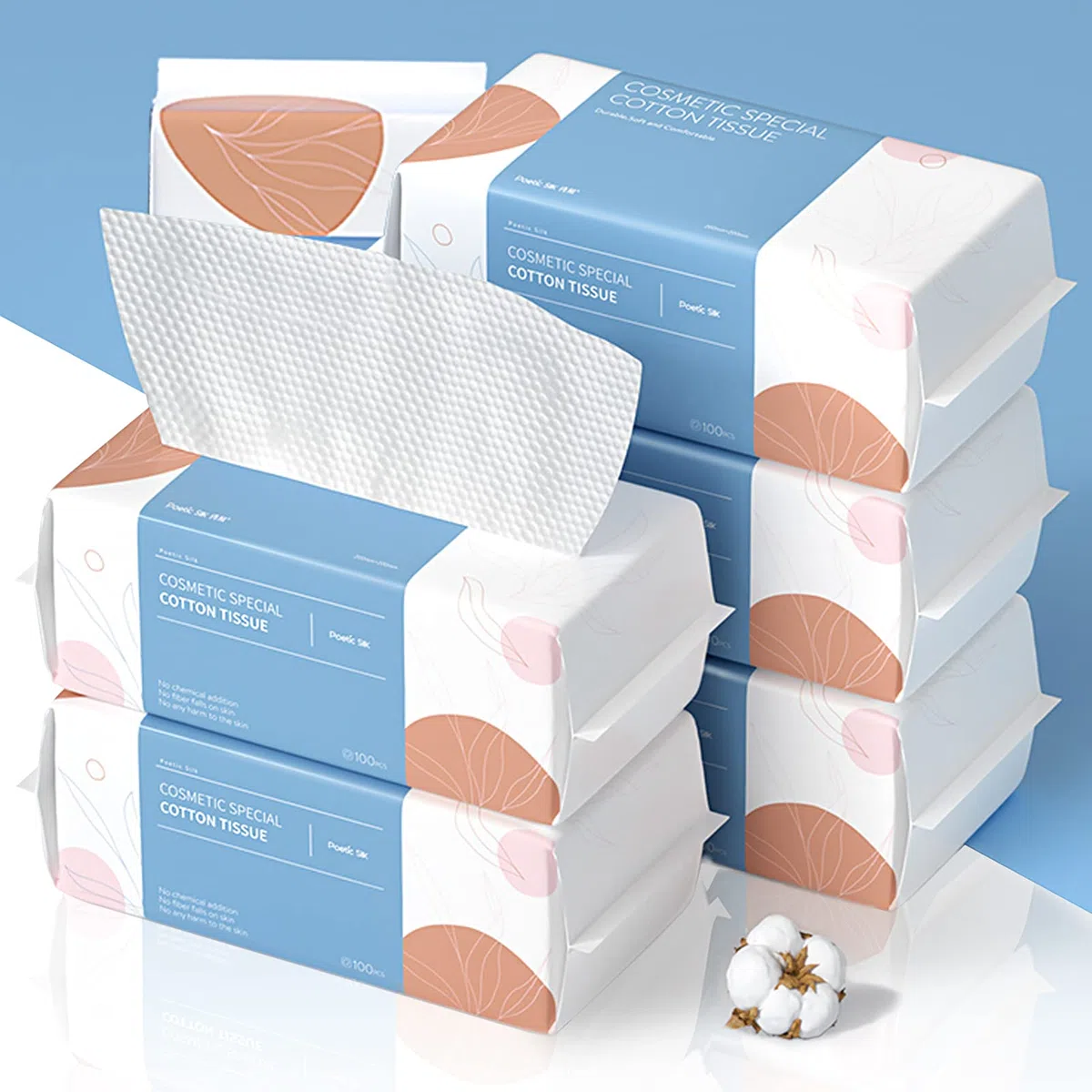 PoeticEHome Lot de 600 Lingettes sèches jetables en coton doux pour le visage - Biodégradables serviettes non pelucheuses - Convient aux peaux sensibles, nettoyage de surface et démaquillage