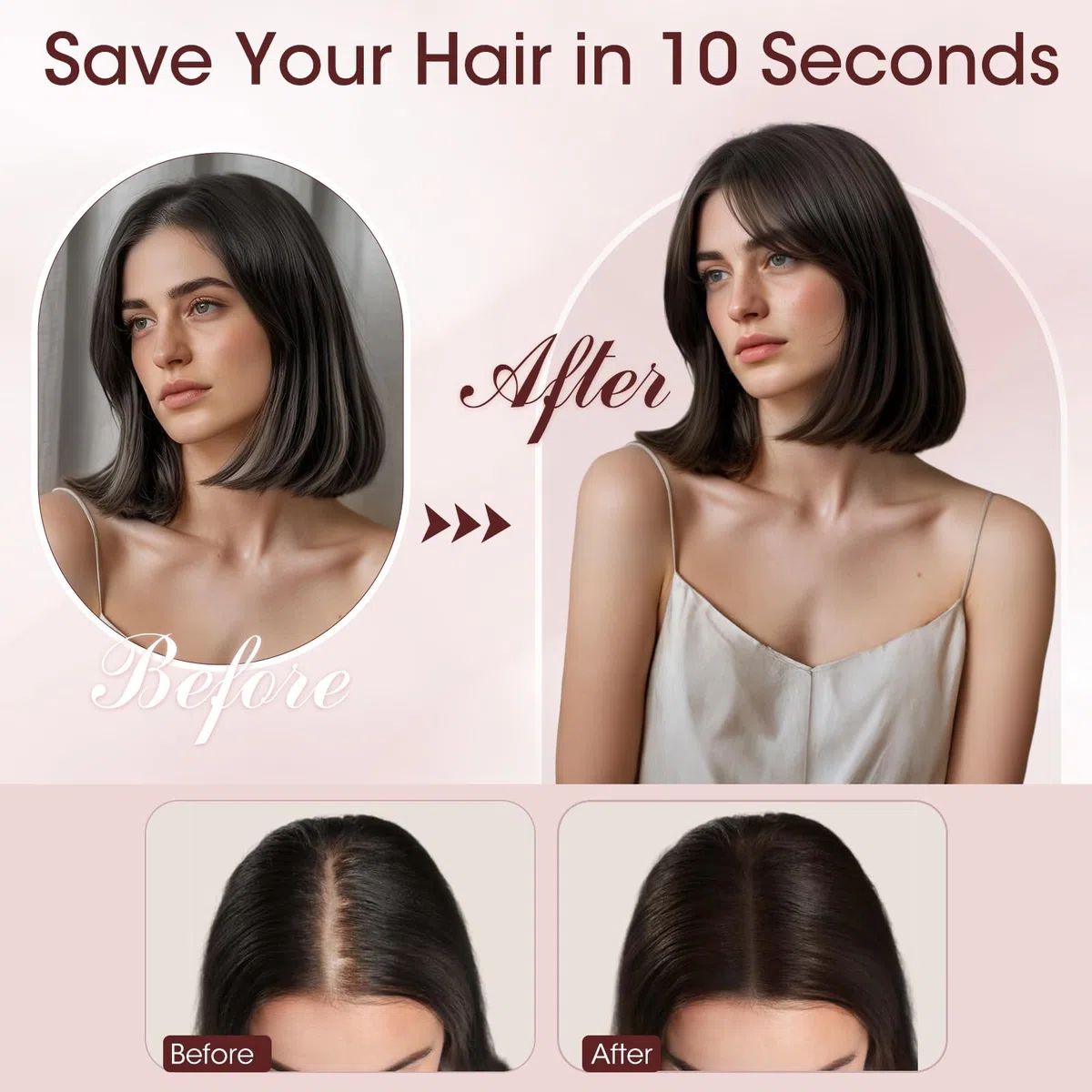 MY-LADY Topper Cheveux Humain Femme Sans Frange Volumateur Capillaire Naturel Léger Forme le Visage Pour Femme Fille(35g, #02 Marron Foncé)