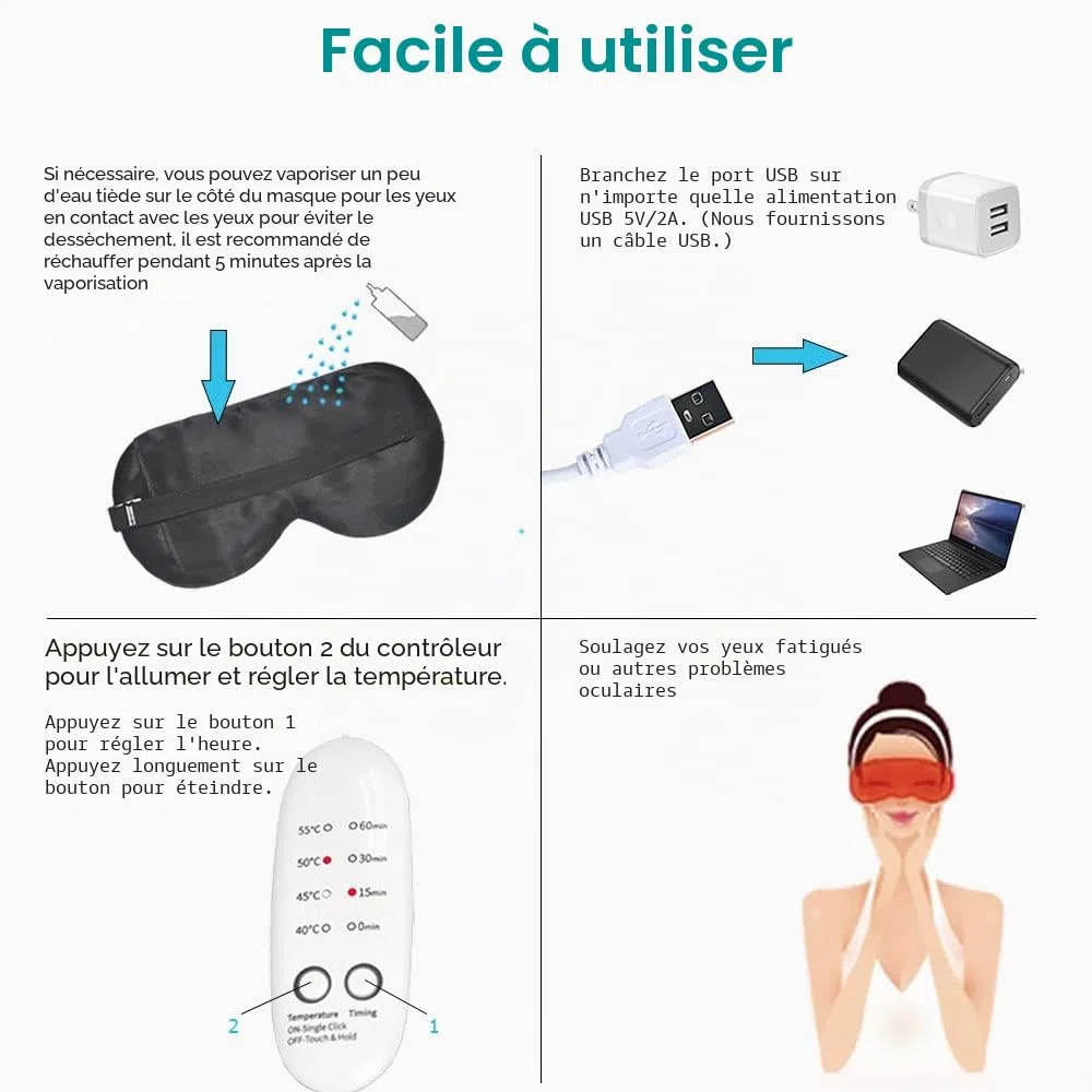 Masque Yeux Chauffant, PJYU Masque pour les Yeux pour Sécheresse Oculaire, Compresse Chaude Yeux Parfaits pour les Yeux Gonflés, les Orgelets et le Traitement de la Blepharite (Rose)