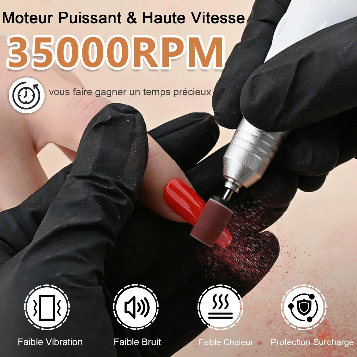 Ponceuse pour Ongles Professionnel 35000 RPM, Ponceuse Ongles avec Écran Tactile LCD & Support, Lime a Ongle Electrique, Kit Manucure Pédicure pour Salon/Maison, Acryliques et Gel, Blanc