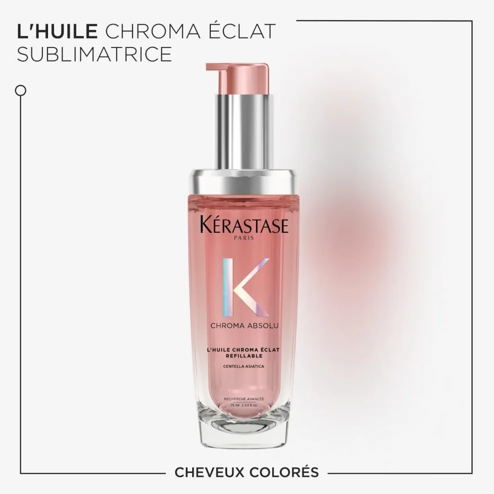 KÉRASTASE Chroma Absolu L'Huile Chroma Éclat Rechargeable Huile Capillaire Brillance Multi-Usage Soin Thermo-Protecteur Sans Rinçage Cheveux Colorés
