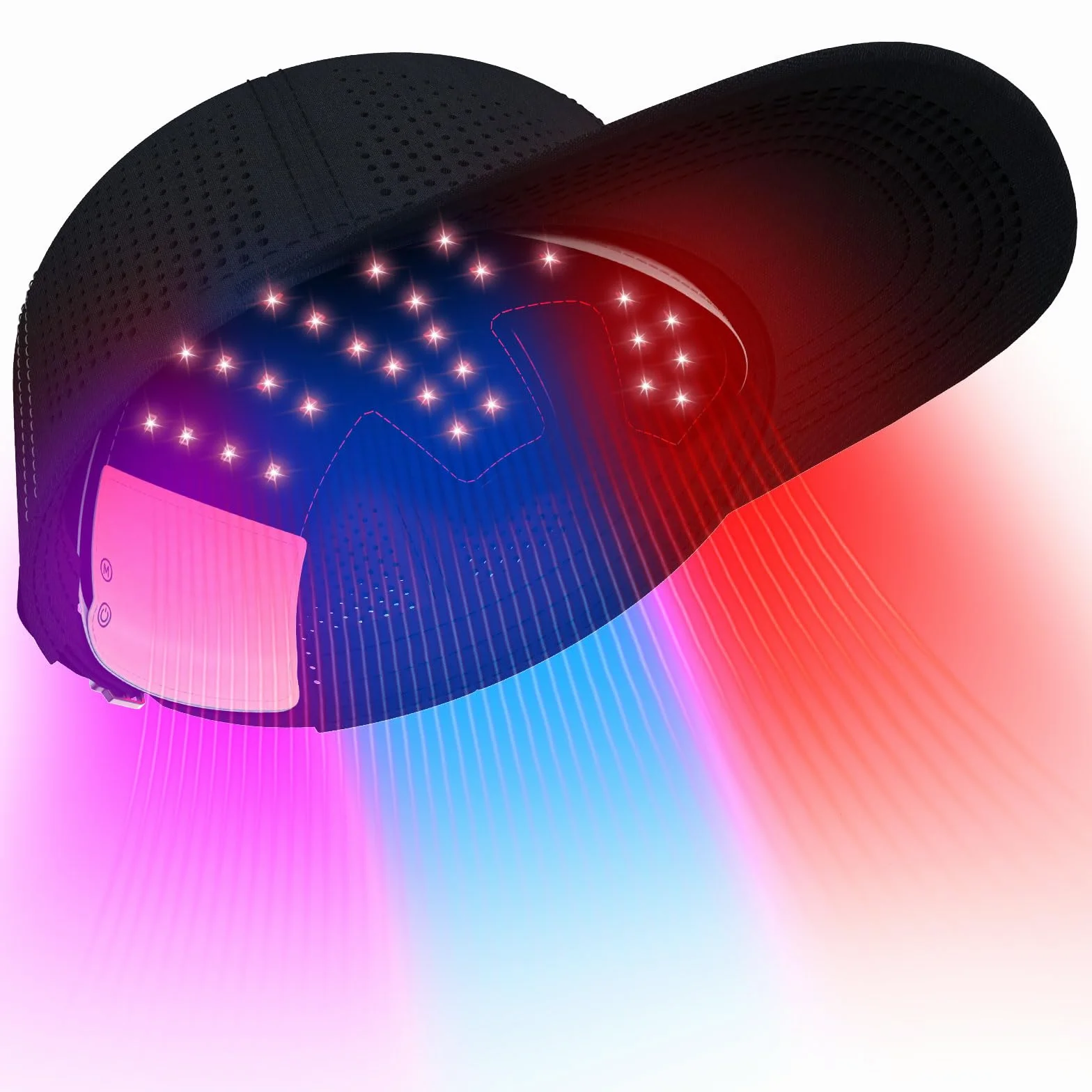 iKeener Capuchon de Croissance de Cheveux Rouge Clair, Respirant et Amovible 3 Lumières Bouchon de Repousse des Cheveux pour la Perte de Cheveux Hommes et Femmes avec 460nm 650nm 850nm, 4 Modes