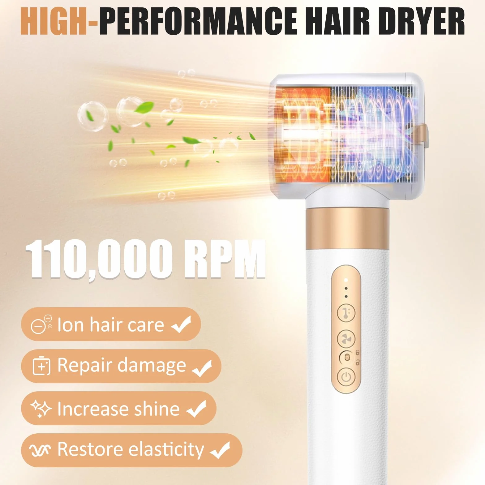 Brosse Soufflante 7 en 1, Air Styler avec Soufflantes, Diffuseur, Buse de Coiffage, Sèche-Cheveux à Ions Négatifs Haute Vitesse, Boucleur a Air, Hair Styler Set pour Sécher Boucler Lisser