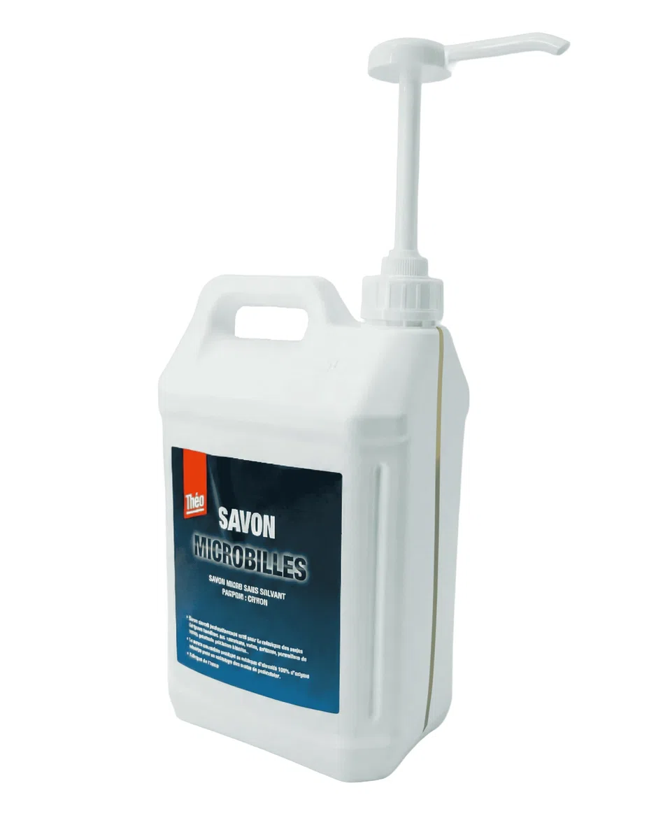 Savon Microbilles Mains 5L Sans Solvant Avec Pompe Intégrée | Parfum Citron - Format Economique 5L