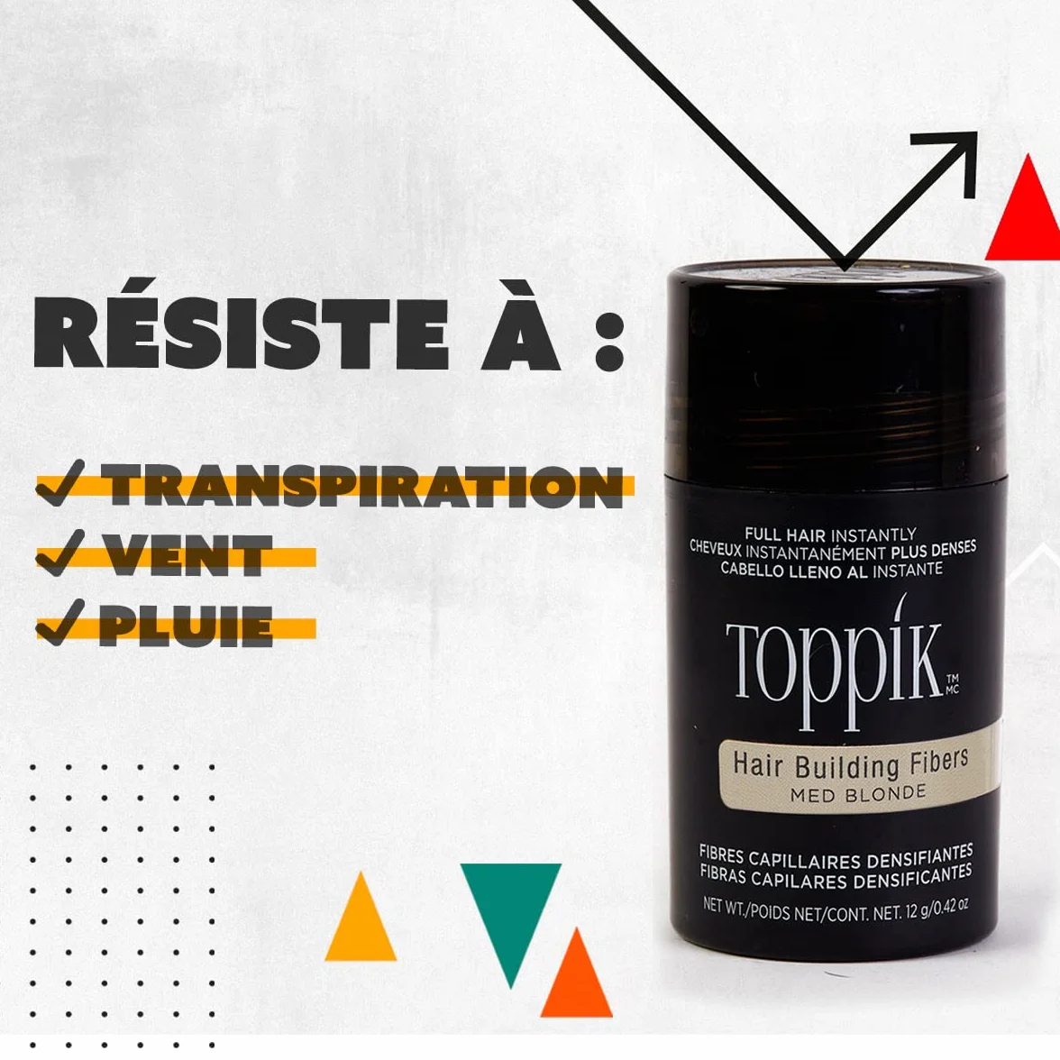 TOPPIK Fibres Capillaires Densifiantes à base de Kératine, Blond - 55g - Cheveux à l'Aspect Naturellement plus Epais – Pour densifier Racines, Ligne Frontale, Barbe, Calvitie