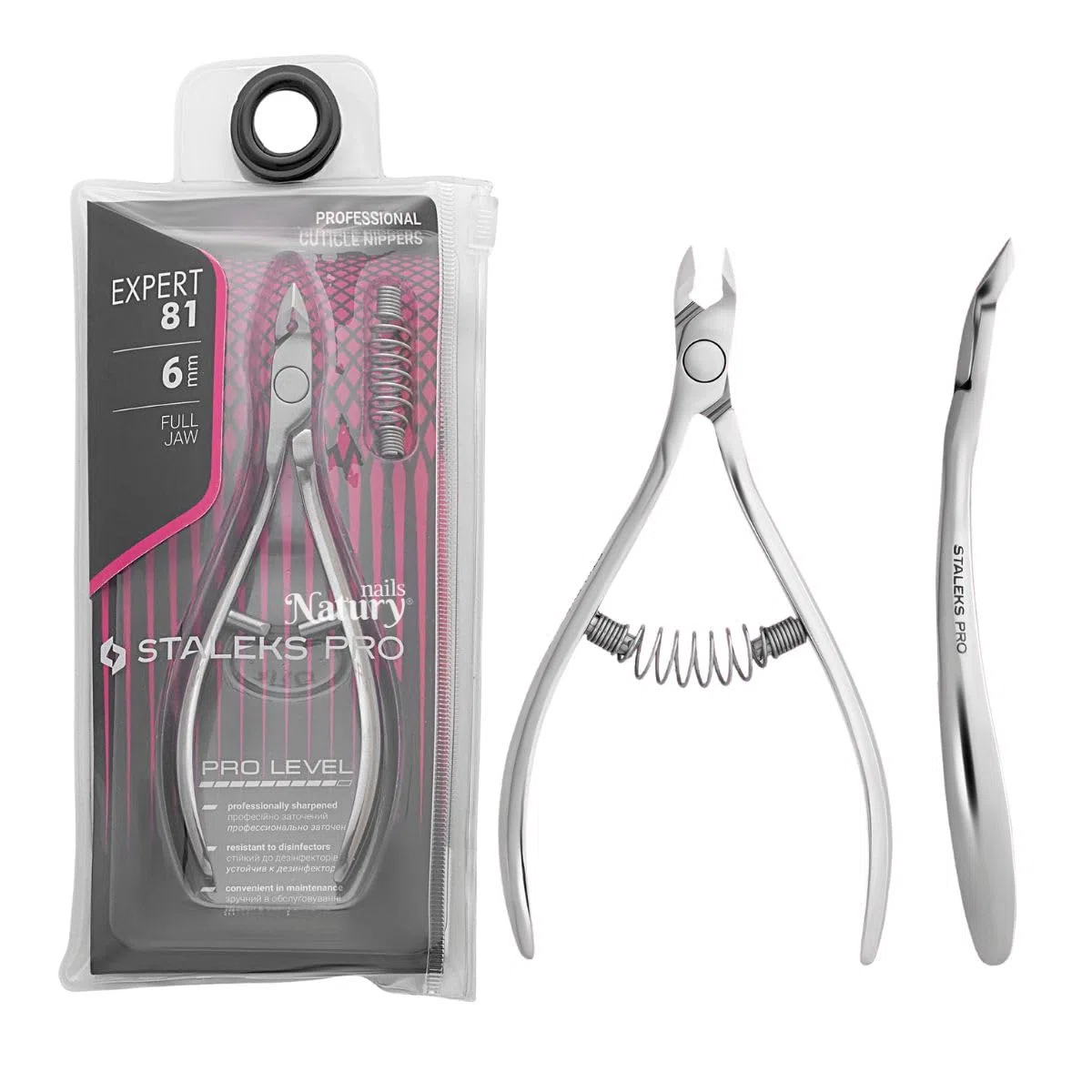 STALEKS PRO Pince à cuticules professionnelle 6 mm en acier inoxydable Expert 81-6