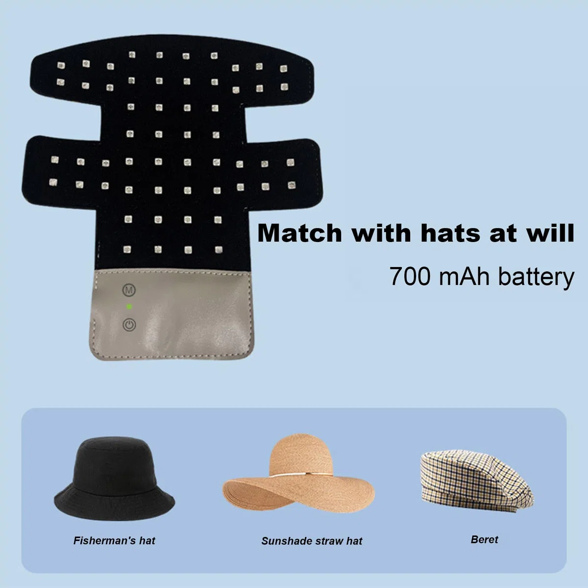 Red Light Therapys Bonnet pour repousse des cheveux 56 lampes LED 4 en 1 infrarouge 450/660/850 nm, chapeau rechargeable sans fil pour cheveux clairsemés, prévention de l'alopécie, santé du cuir