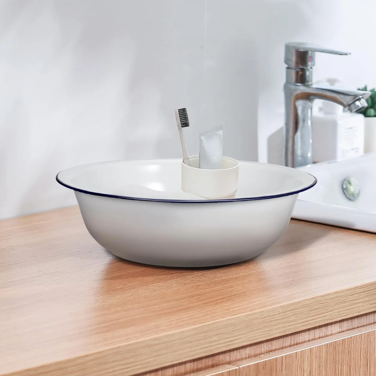 Bassine Bain Pied Émaillée Rétro Vintage pour Massage et Pédicure