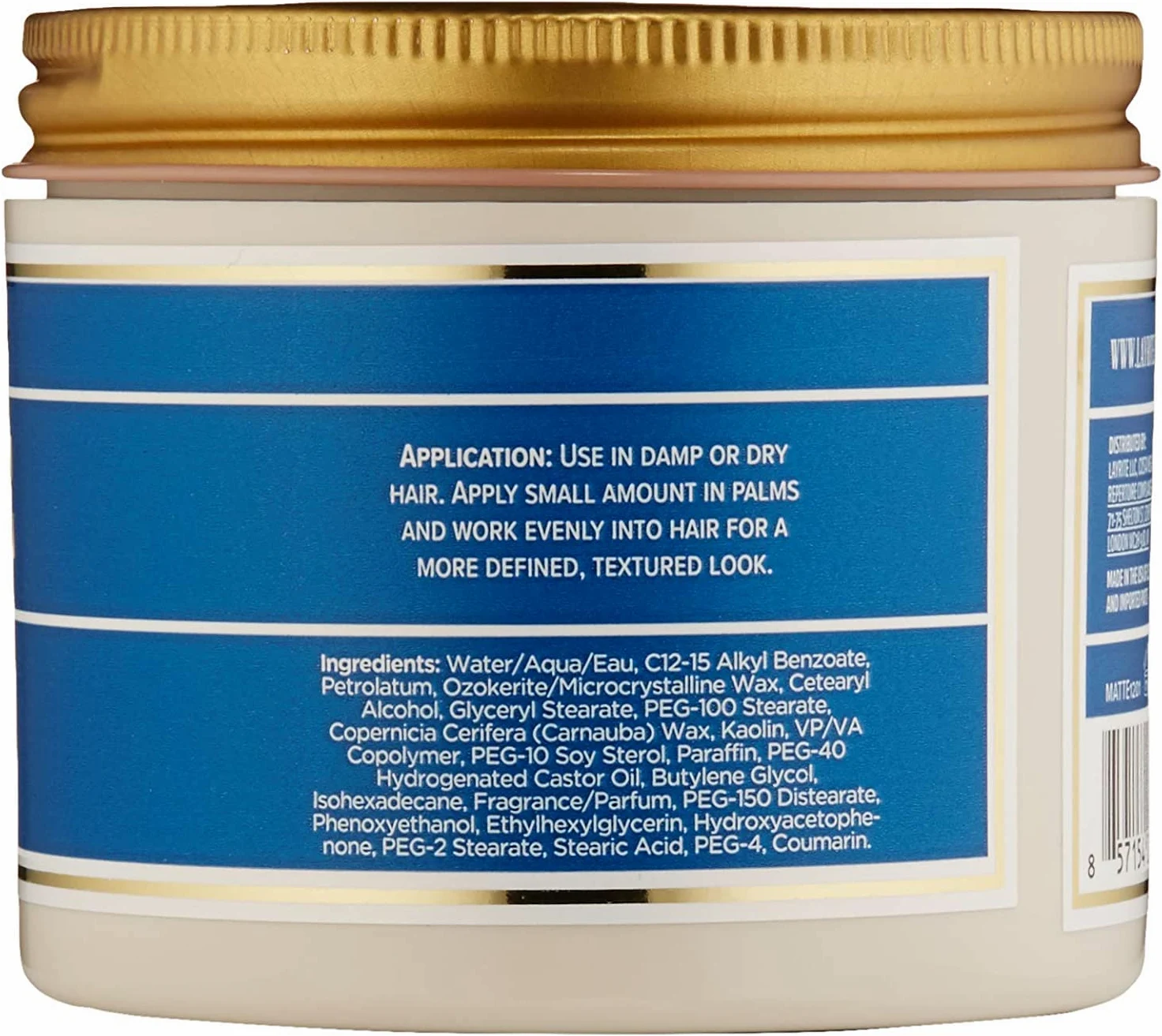 Layrite Natural Matte Cream Pomade 297g | Fixation Moyenne | Effet Mat Naturel | Texture Légère | Facile à Laver