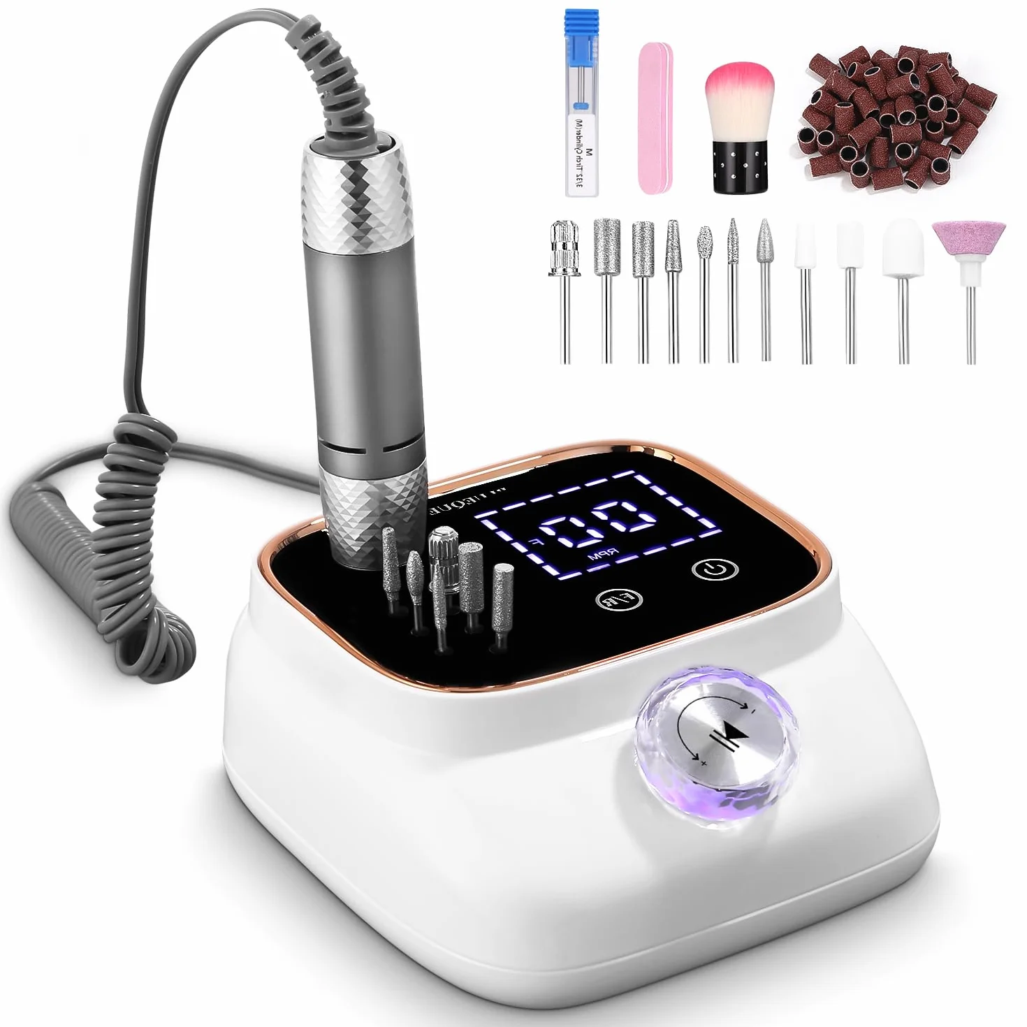 45,000RPM Ponceuse pour Ongles Professionnelle, Lime A Ongle Electrique, Ponceuse Ongles Set, Ensemble d’accessoires Kit avec Manucure Pédicure, pour Salon, Usage Maison