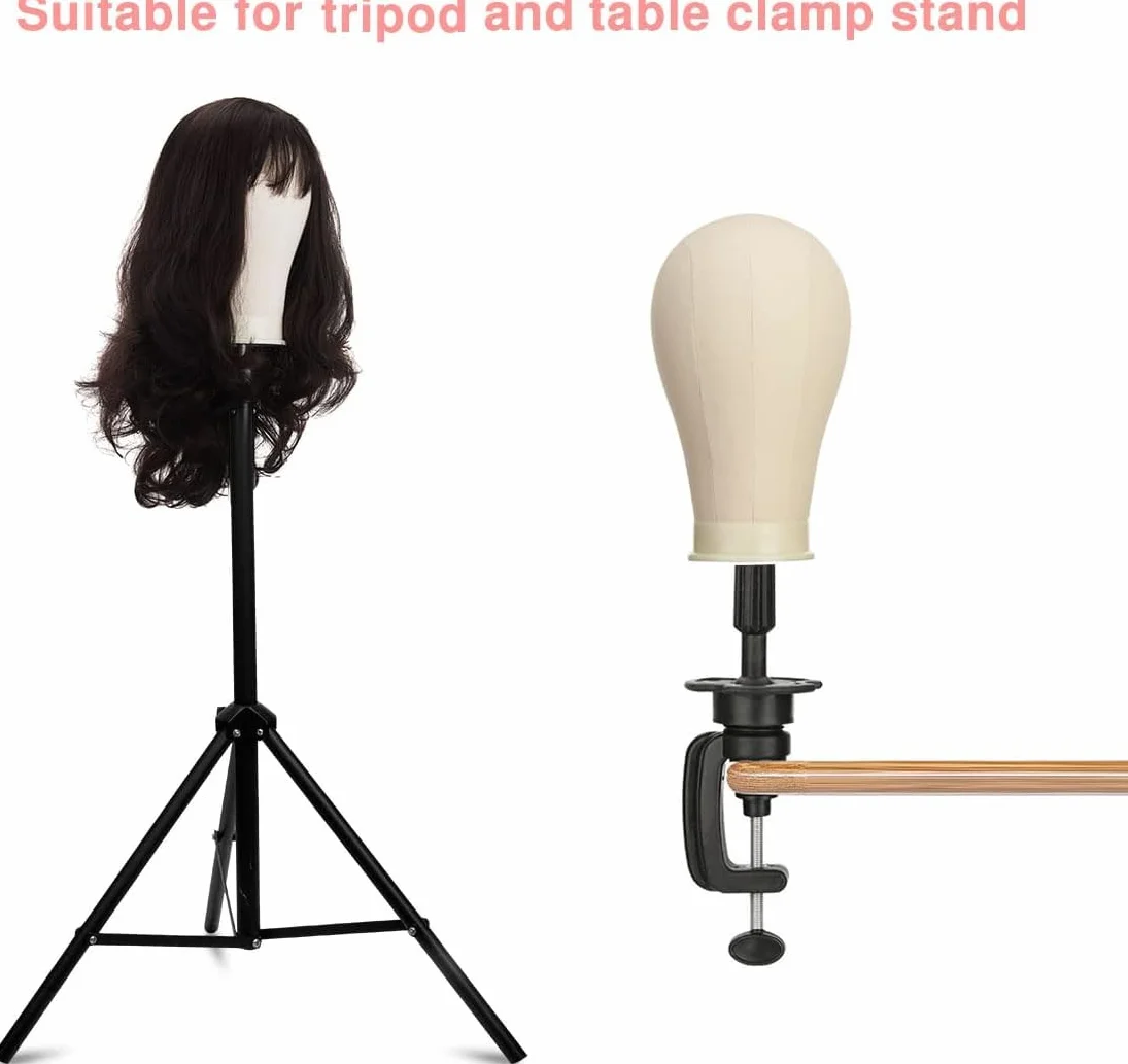 Capuchon de toile 23 pouces, trépied support perruque, tête mannequin pour affichage