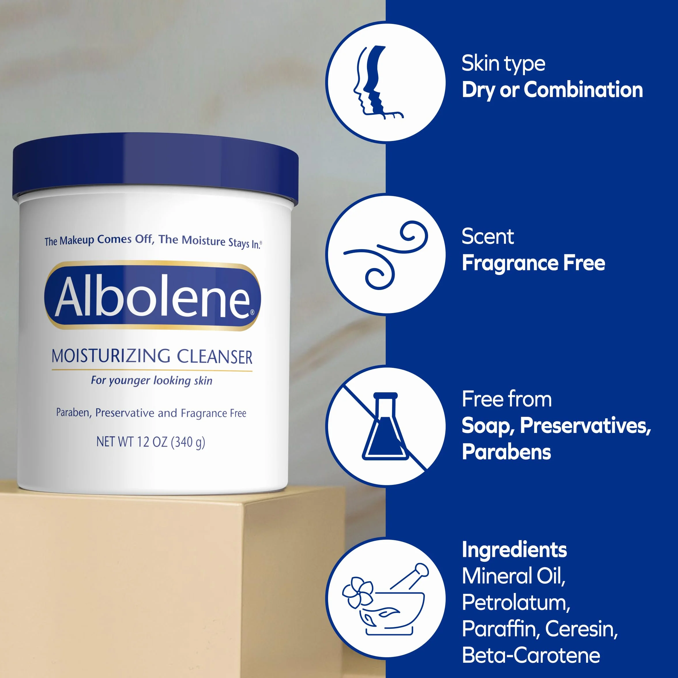 ALBOLENE MOISTURInger Cleanser, Paraben Free, Fragrance Free, Younger Looking Skin