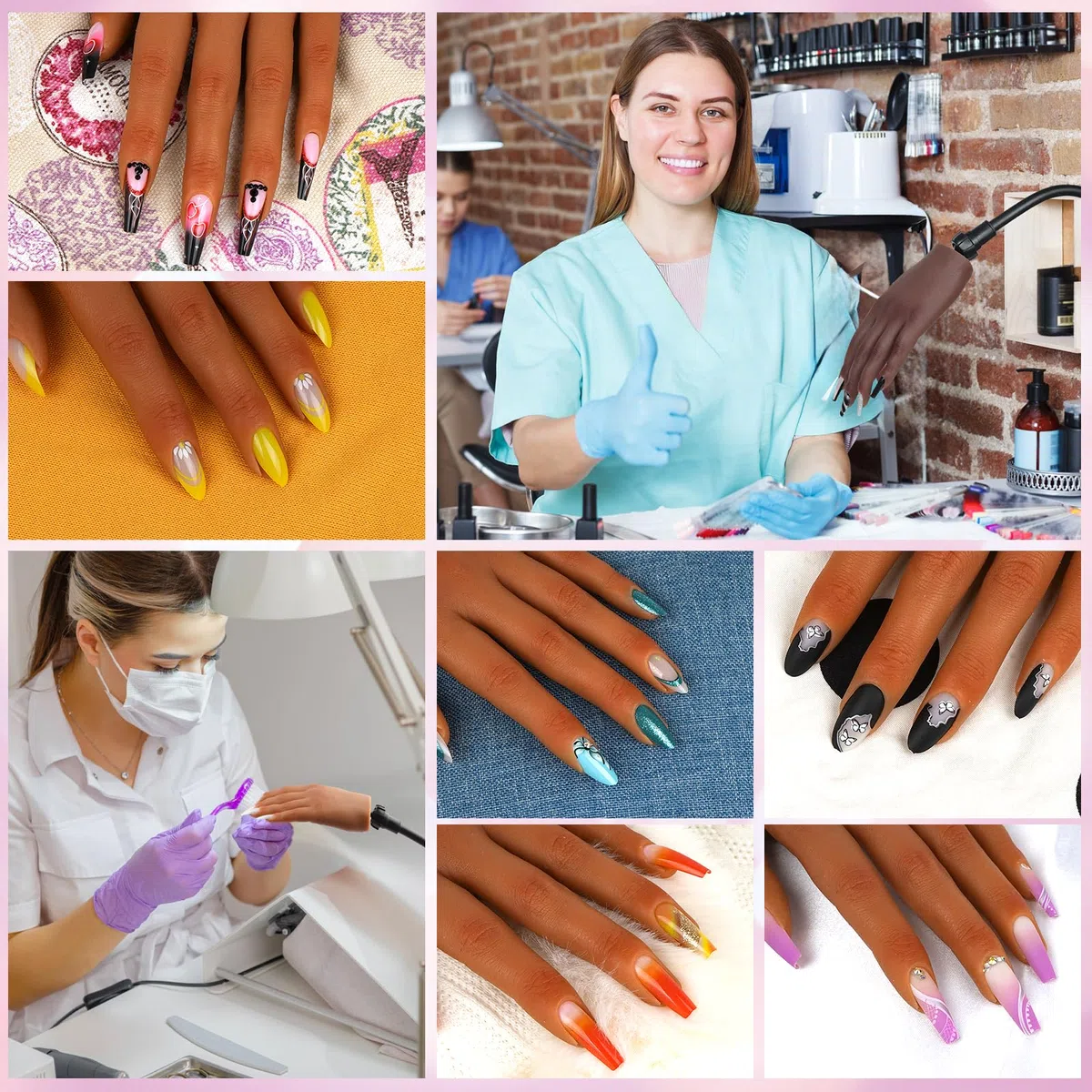 Main D'entrainement Manucure, Silicone main d entrainement pour ongle Avec Support Réglable, Main De Mannequin flexible dour débutants en nail art/artistes be salon de manucure (#1)