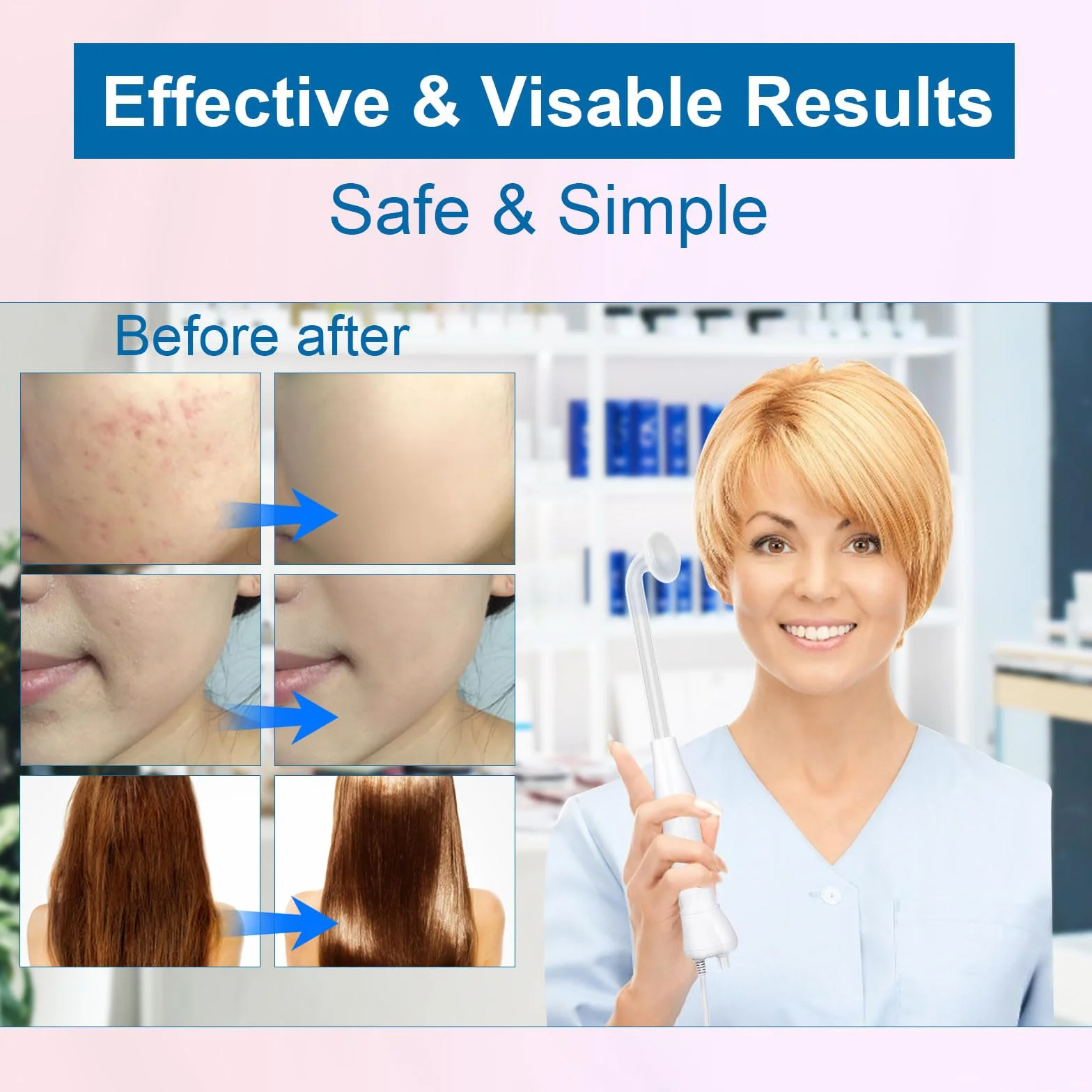 Yofuly Appareil Haute Fréquence avec 4 Rouge Neon, Haute Fréquence Portable Outils de Beauté Faciale Visage Baguette pour Réduire Les Rides, Les Yeux Gonflés, Les Cernes, La Perte de Cheveux