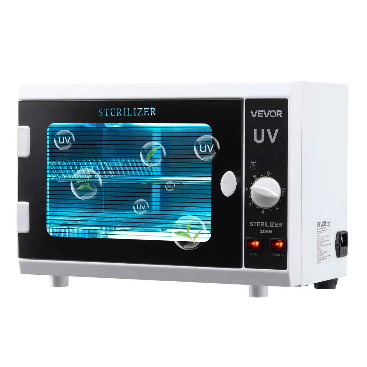 VEVOR Stérilisateur UV 12 L, Armoire de Désinfection UV avec Minuterie, Commande par Bouton, Longueur d'Onde 185 nm, Porte en Verre Trempé, pour Laboratoires, Maison, Salons de Manucure et de Beauté