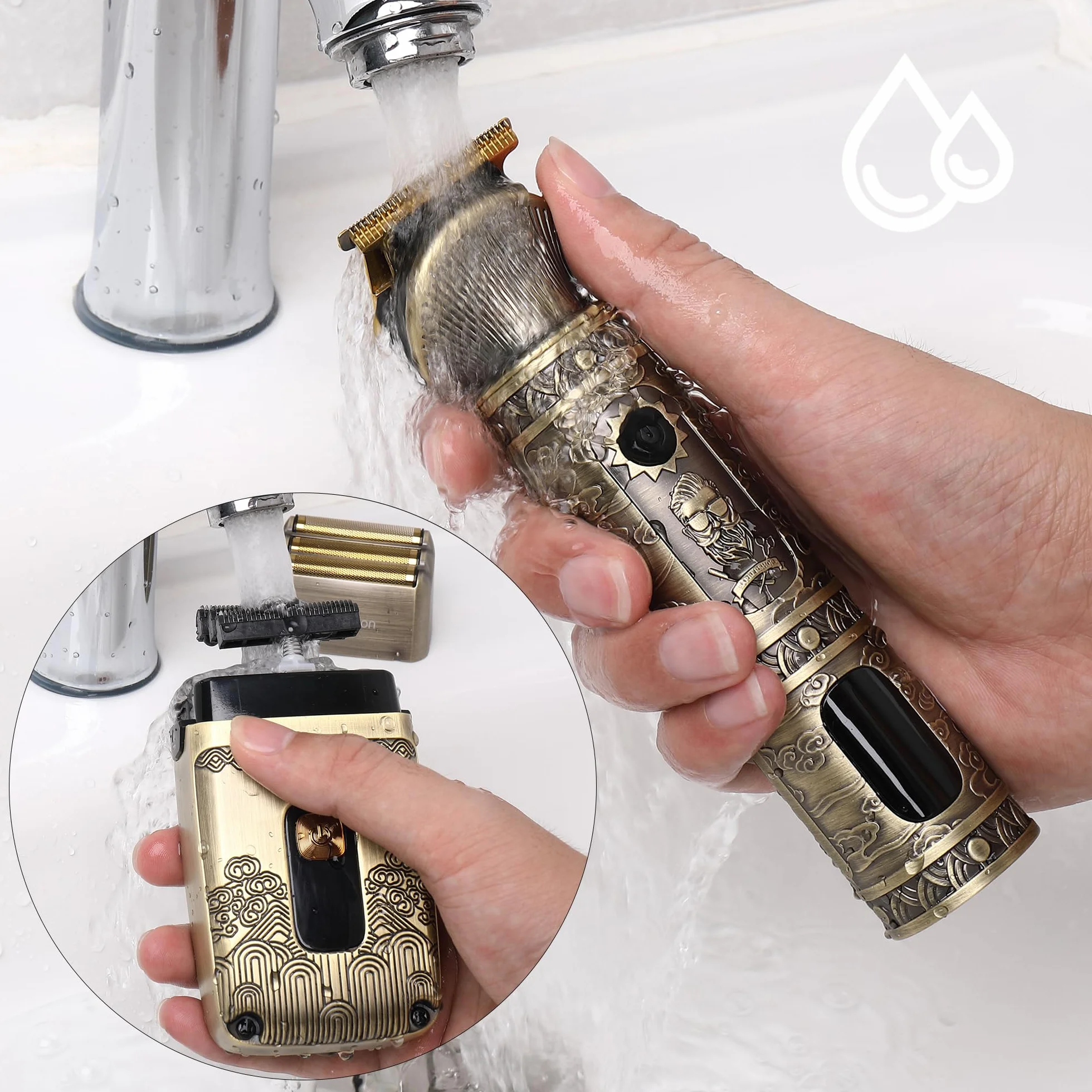 Tondeuse à Cheveux Hommes Scttomon T-Blade Rasoir Électrique Foil Rasoir Barbe Ensemble Sans Fil Trois Feuilles