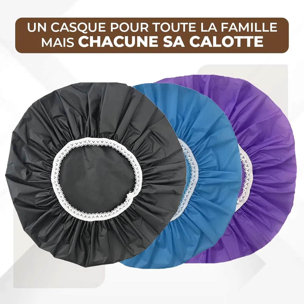TAGUY | Casque chauffant cheveux | Gagnez du temps et prenez soin de vos cheveux n’importe où | Bonnet chauffant cheveux | Vos soins capillaires à la maison comme en voyage | Garantie 30 jours