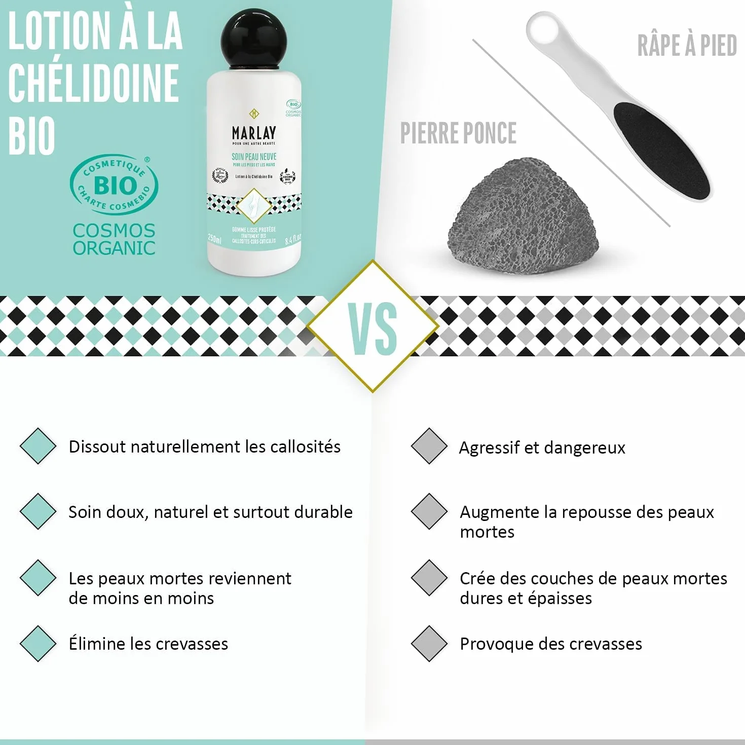 Marlay Cosmetics Soin Peau Neuve 500 ml Lotion Pieds Secs et Abimés à la Chélidoine Bio 99% Origine Naturelle