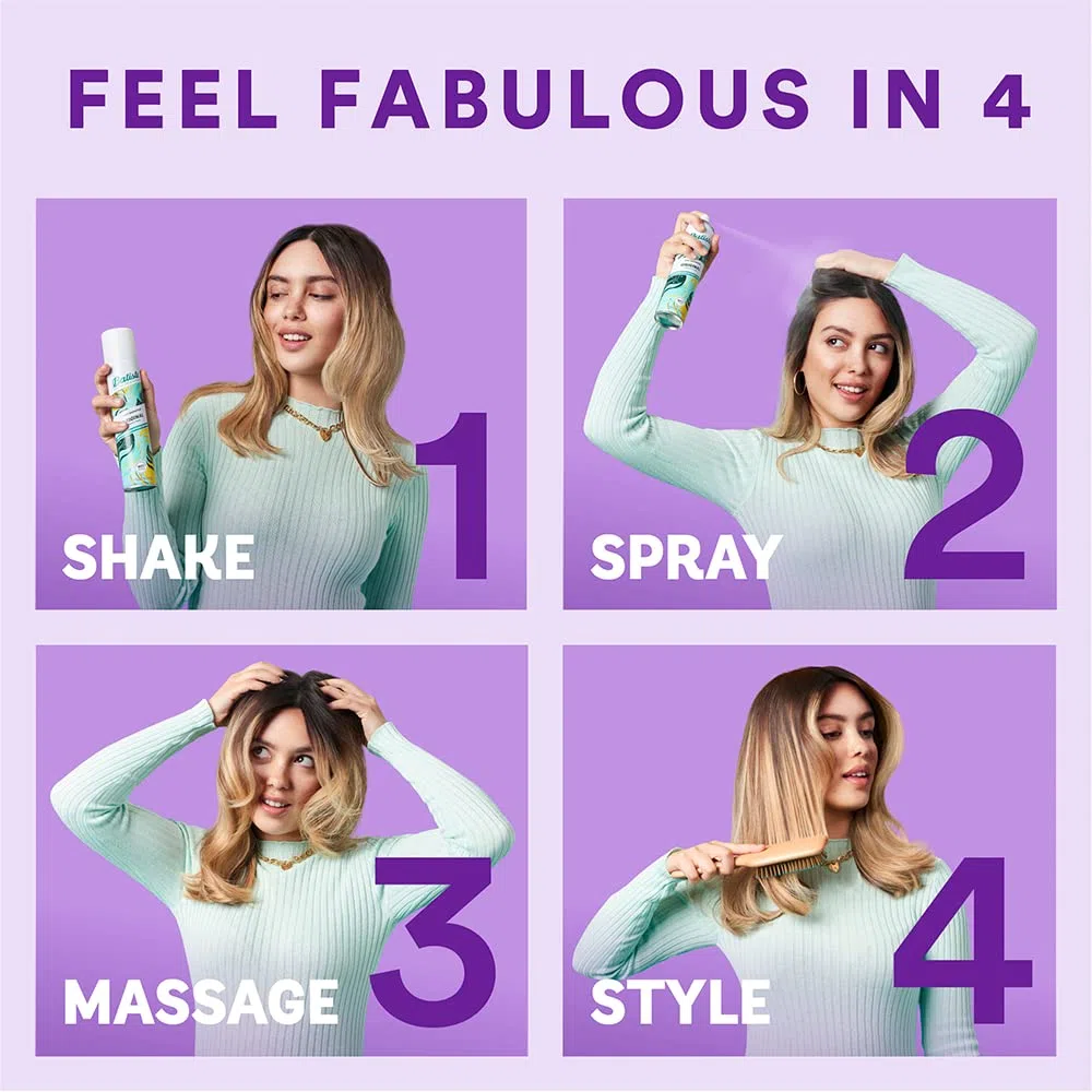 Batiste Shampooing sec Dry Clean & Classic Original, pour cheveux frais pour tous les types de cheveux (6 x 200 ml)