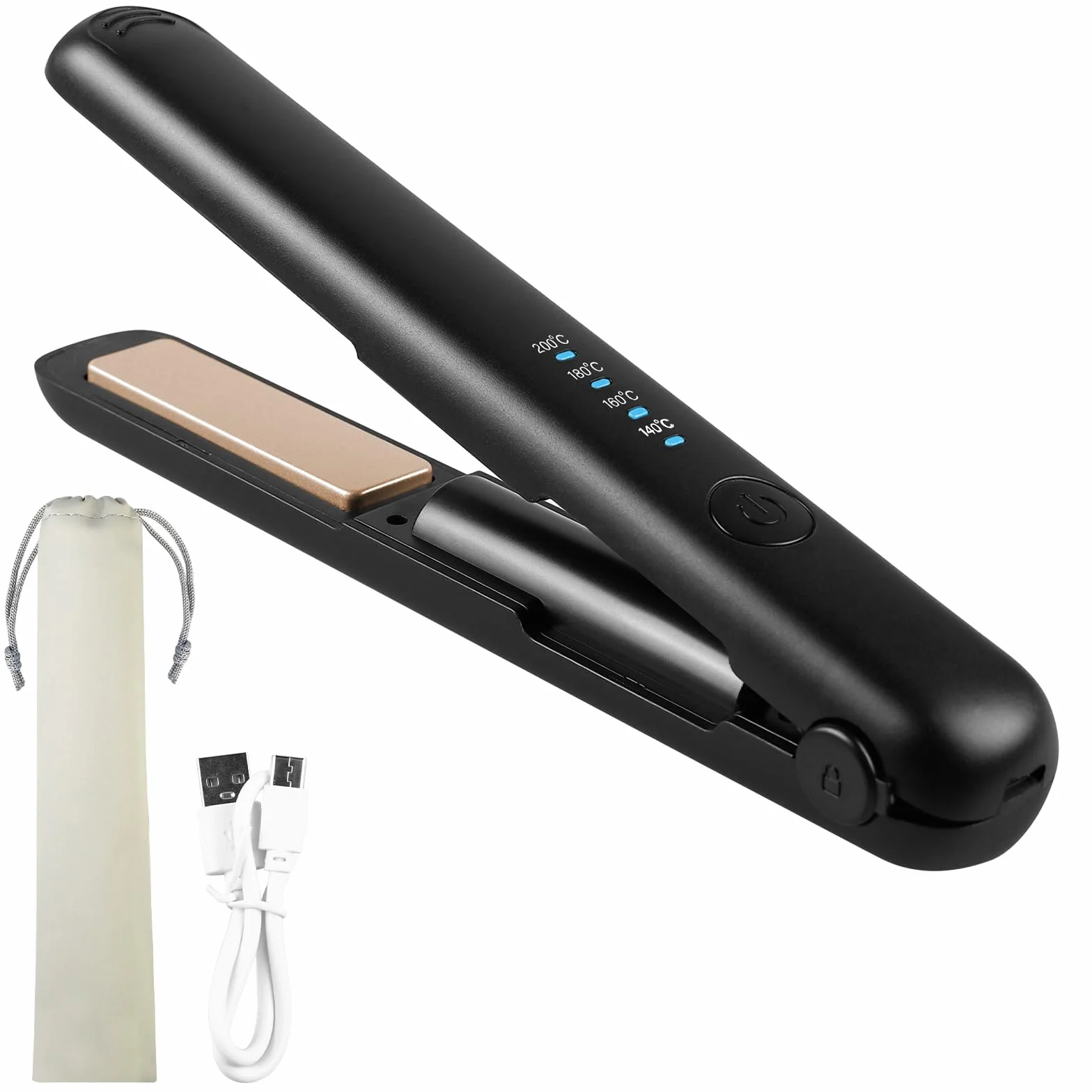 Lisseur Sans Fil Mini 2 en 1 Rechargeable 4 Températures 3200 Mah Chauffage Rapide 20S