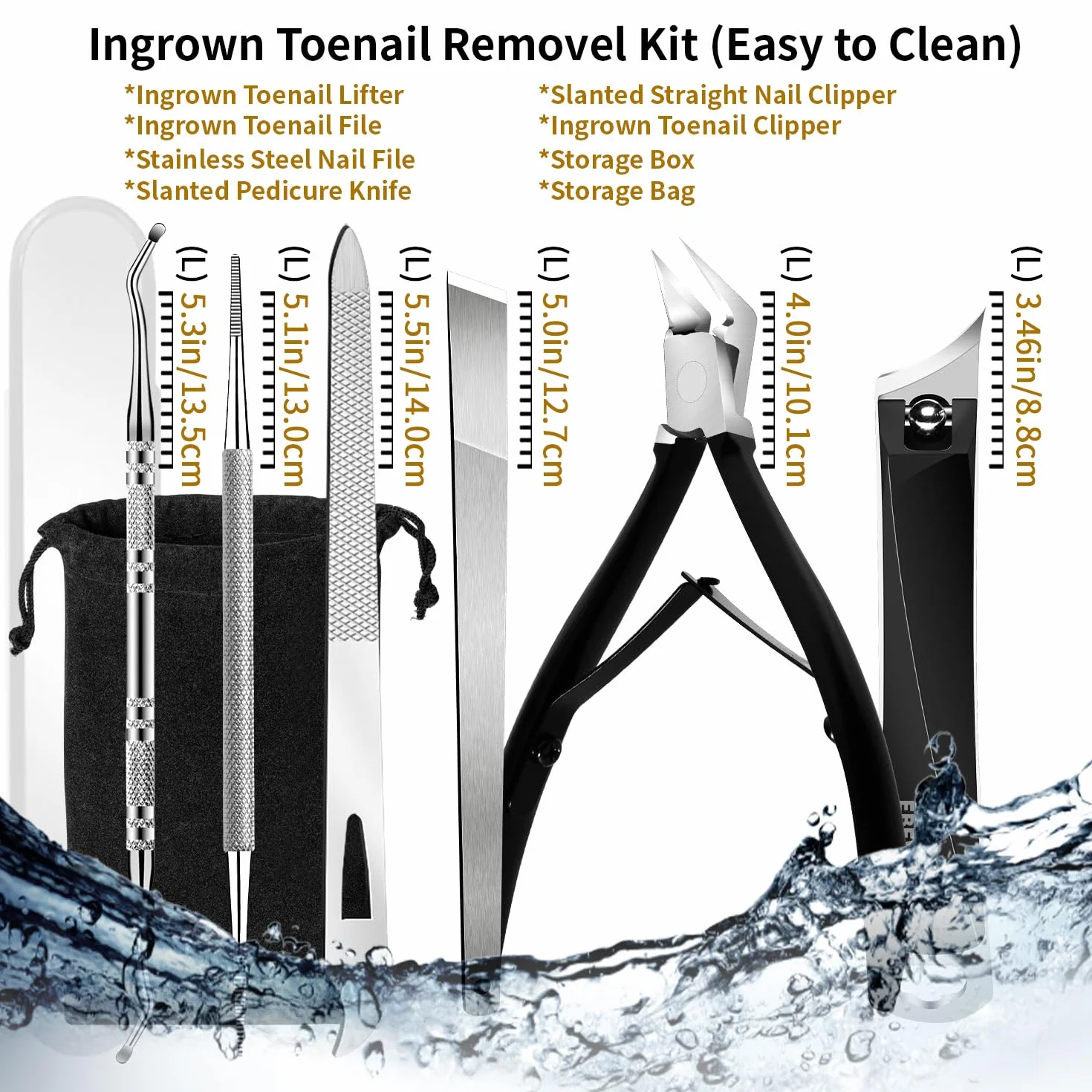 Kit d'enlèvement d'ongle incarné 6 pièces acier inoxydable coupe-ongles droits obliques incurvés outil pédicure