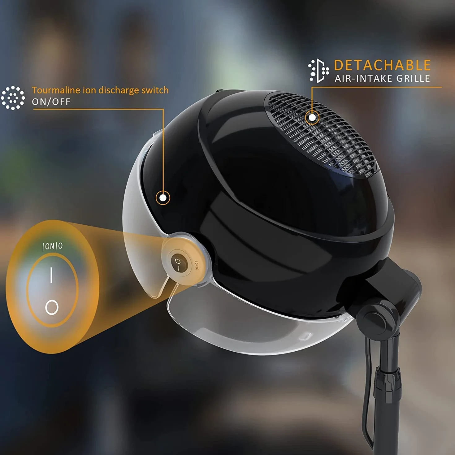 Casque Chauffant Cheveux Afro, Casque Seche Cheveux, Casque Vapeur Cheveux Pour Soin, Hair Steamer, 1650W, 3 modes de température, sèche-cheveux ion, hauteur 85-150 cm (noir)