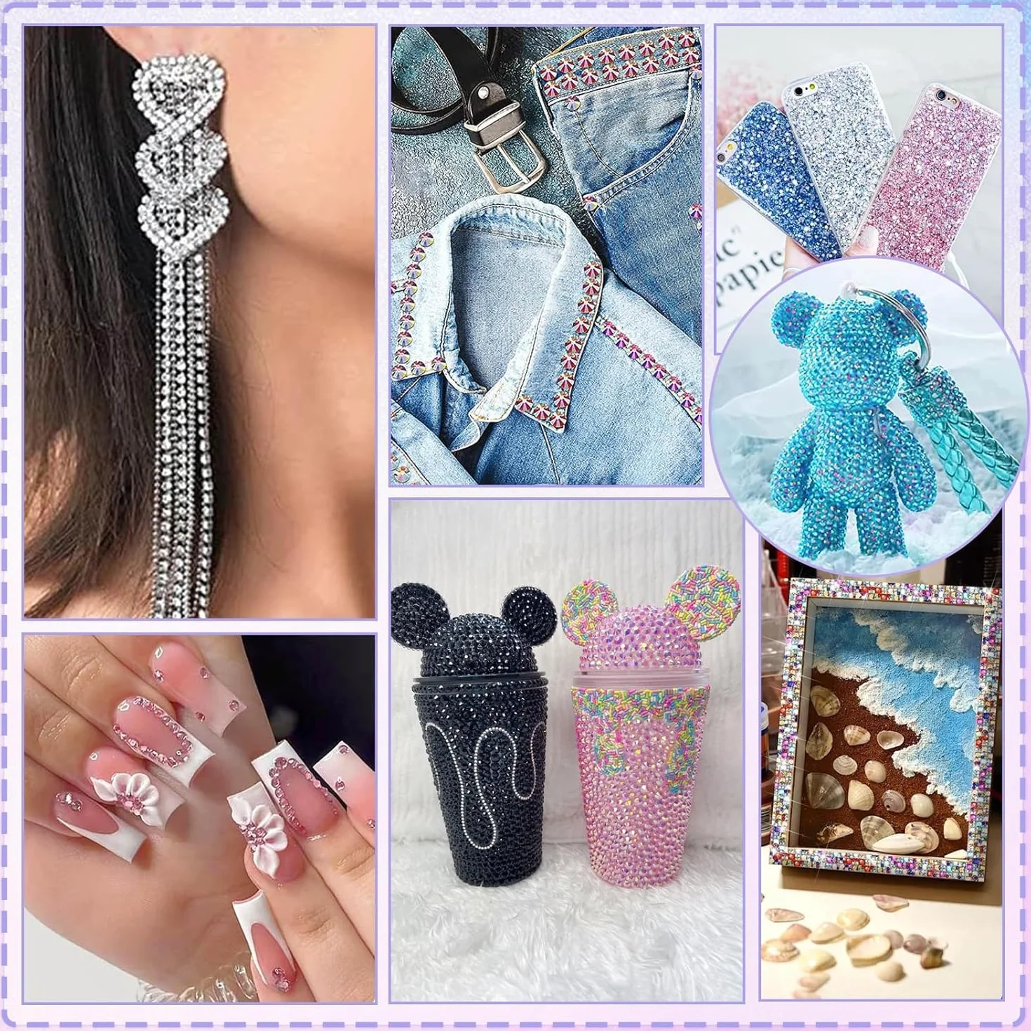 Bedazzling Kit 40 Couleurs 32 000 Pcs Strass à Dos Plat 3mm Pince à épiler DIY Nail Art