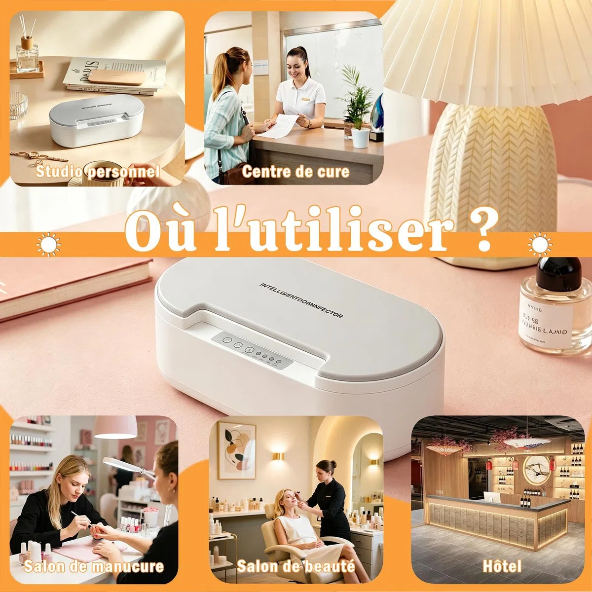 Stérilisateur UV Outils Ongles avec Aromathérapie, Désinfection 99.9% en 5 Minutes, Alerte Vocale, Lampe UV-C 260nm, Boîte Stérilisation pour Salon Manucure Maison