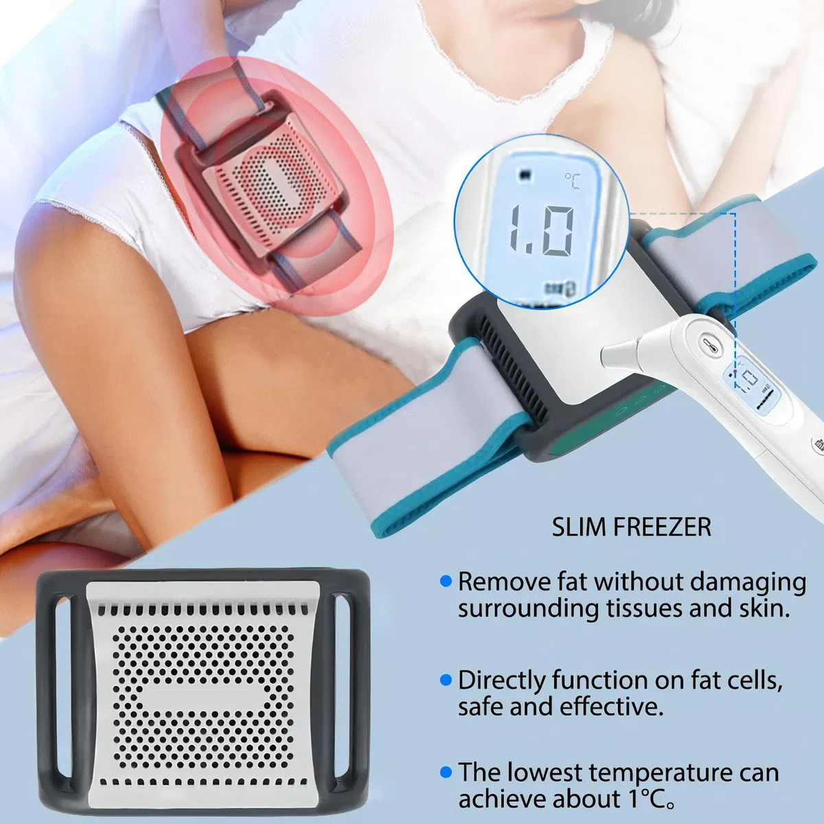 Machine de congélation des graisses - Appareil de cryothérapie portable pour éliminer la cellulite et la graisse du ventre, appareil amincissant le corps