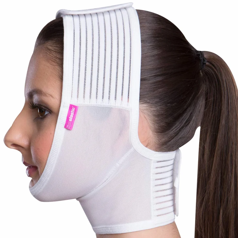 LIPOELASTIC Guaina facciale bianca con due chiusure (Blanc, S)