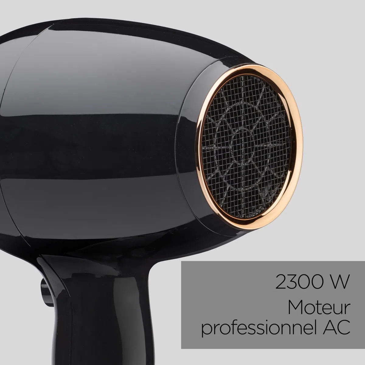 BaByliss Sèche-cheveux Pro Power - Sèche-cheveux puissant de 2300W, Moteur AC Professionnel, Technologie Ionique Anti-Frisottis, 3 réglages de température & 2 réglages de vitesse, Noir, D5245E
