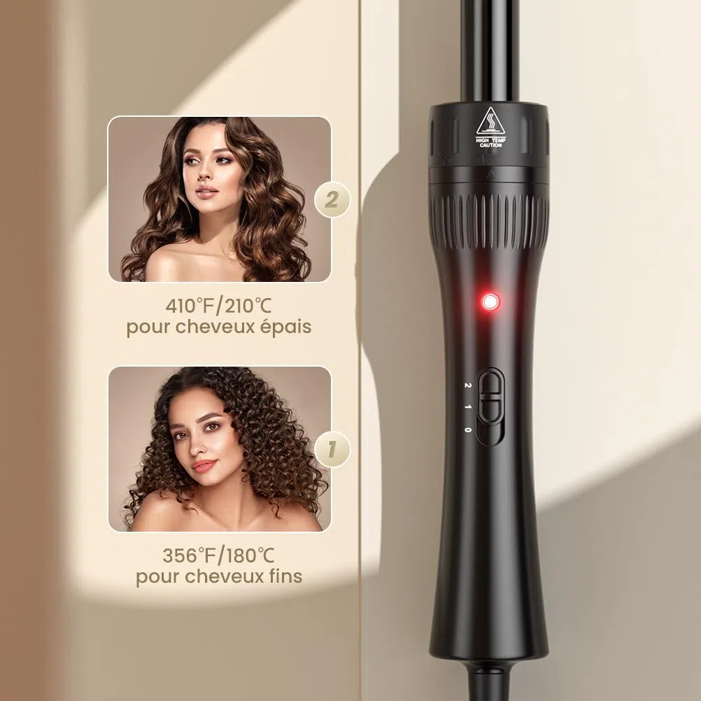 ELEHOT-Store Boucleur a Cheveux 3 Tete à Température Réglable, Fers à Vagues avec Chauffage Rapide PTC, Fer à Friser Ceramique 10-32mm, Fer à Boucler 5 en 1 pour Cheveux Court Longs, 2 Clips