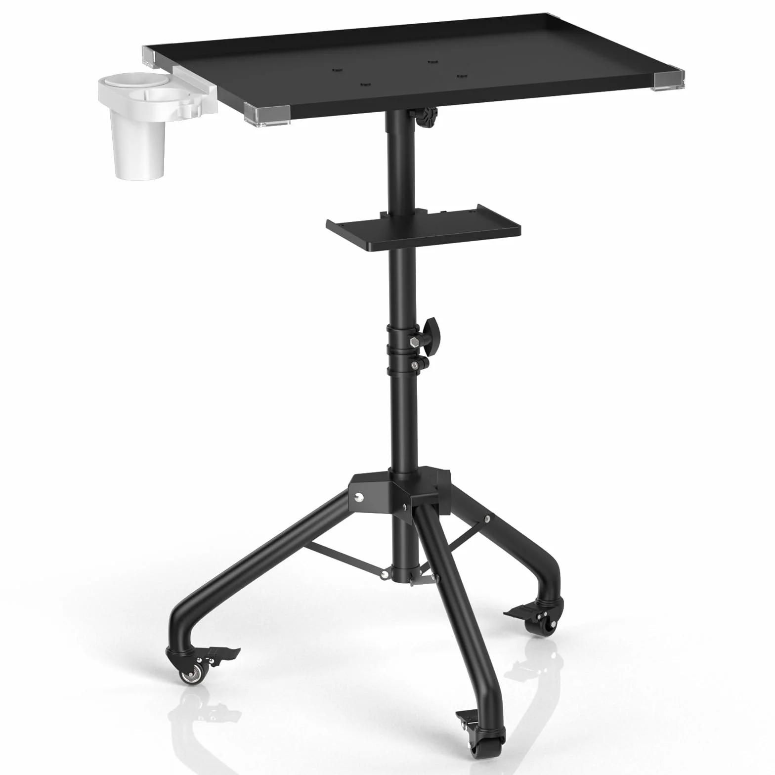 ZHOOGE Plateau de salon sur roulettes avec support, plateau de service de salon réglable en hauteur avec roue universelle silencieuse à 360 degrés pour travaux de tatouage, spa et plateau dentaire