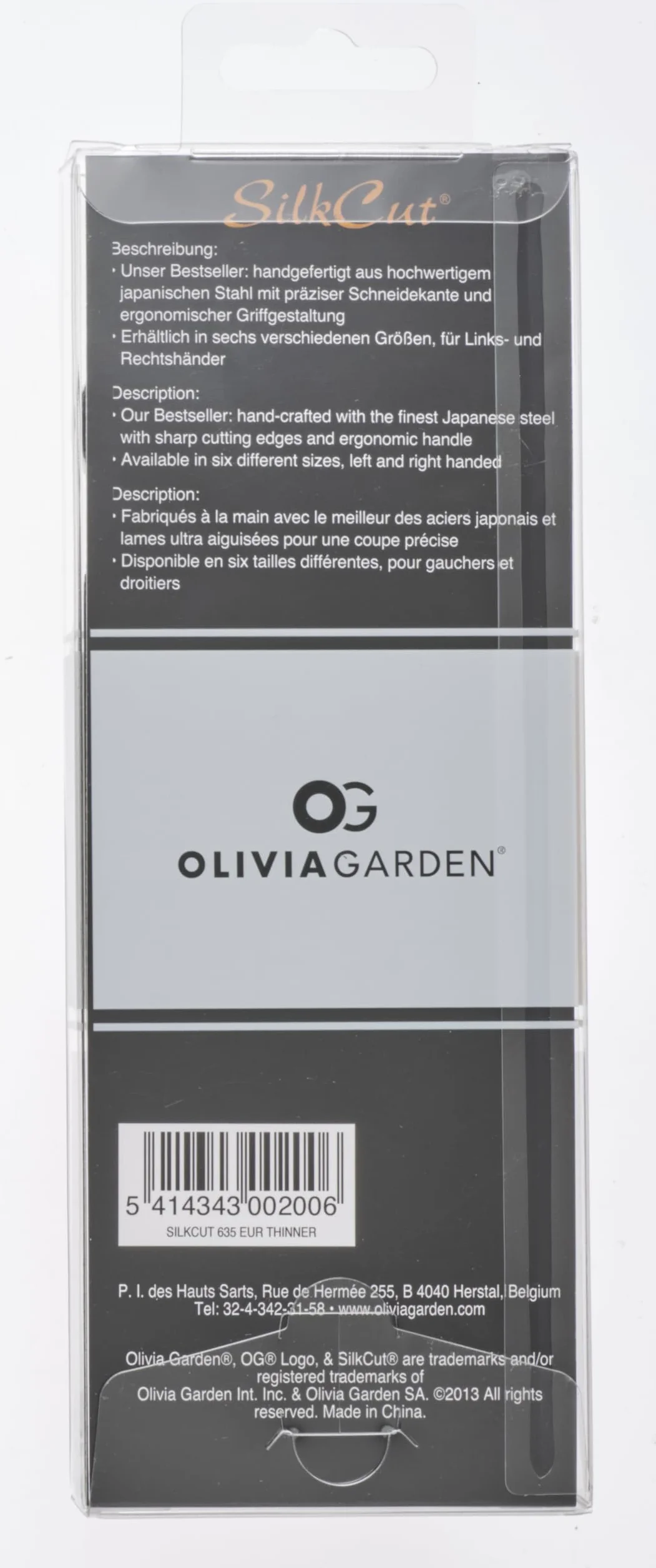 Olivia Garden SilkCut Effileur, Européen, Taille 6", 35 Dents - Puissantes Lames Convexes, Fait-Main avec de l'Acier Japonais, Dans une Pochette