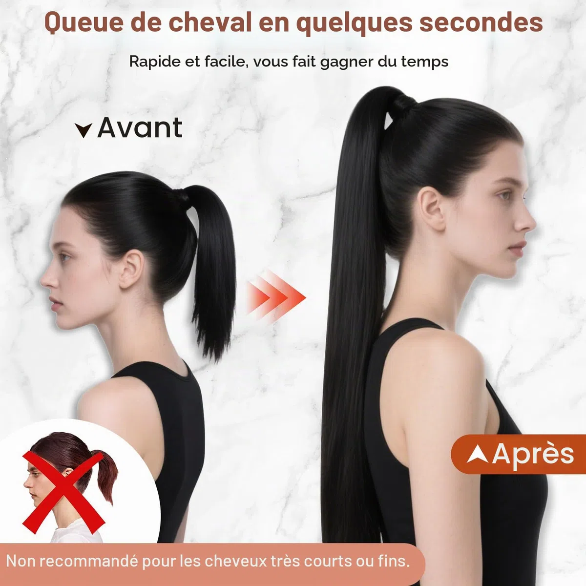 MY-LADY Extension Queue de Cheval Cheveux, 35cm Postiche Queue de Cheval Naturel, Rajout Cheveux Longue Ponytail Lisse Wrap Around #12P613 Brun Doré& Blond 80g