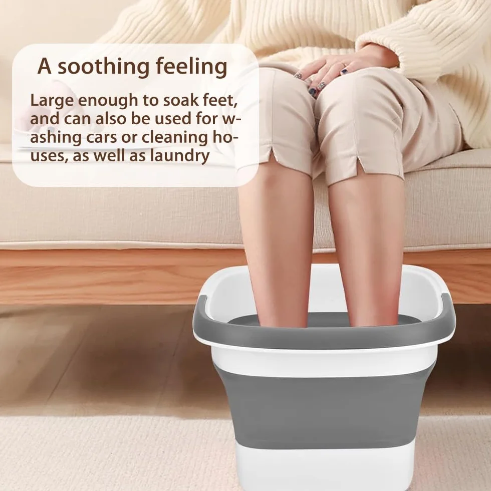 Bain de pieds pliable avec massage 15 L seau de bain pour soulager le stress fatigue