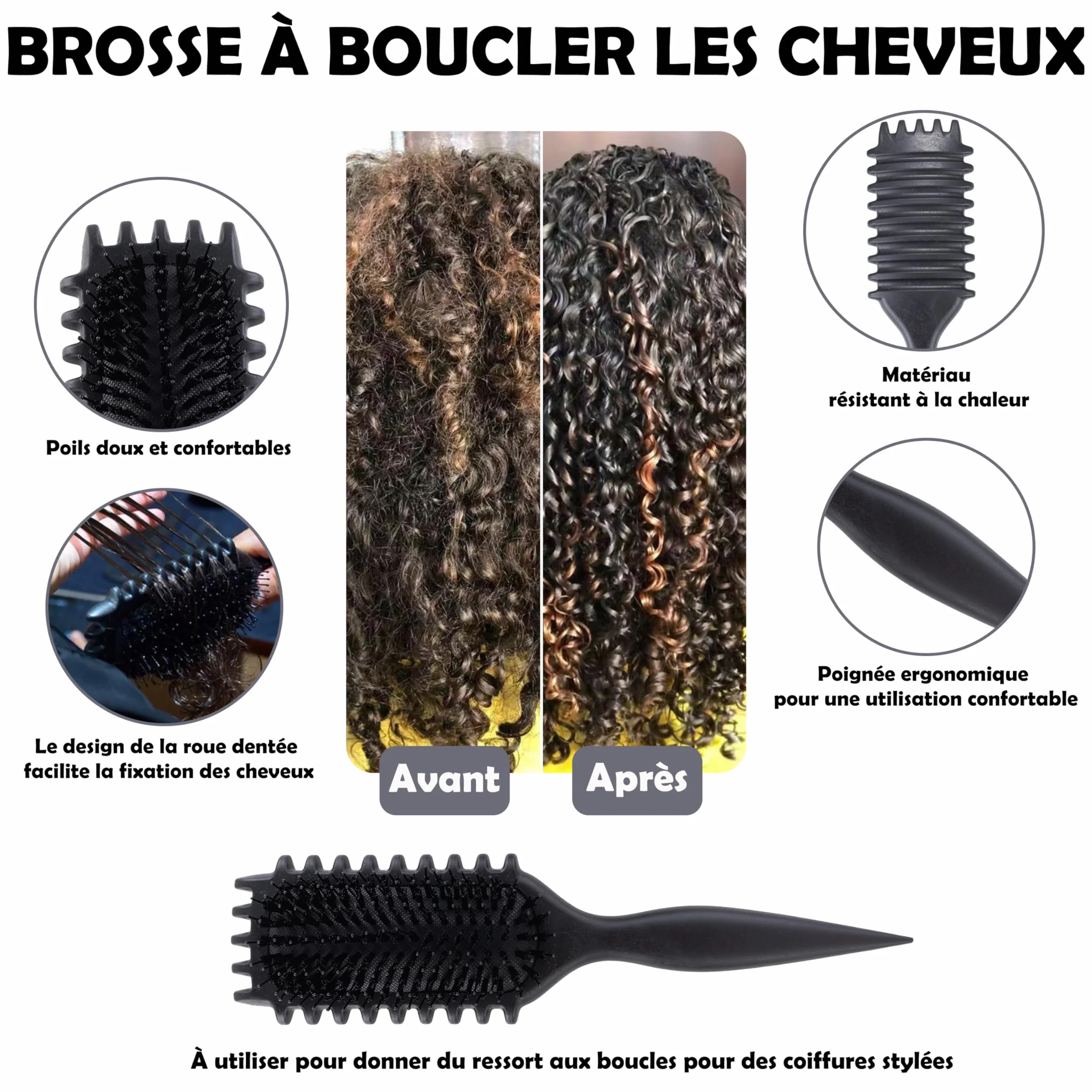 Kit Complet Cheveux Bouclés Frisés Crépus Ondulés Brosse Définition Spray 200ml Bonnet Satin Serviette Microfibre Accessoires Brosse Massante Cuir Chevelu Routine Anti-frisottis