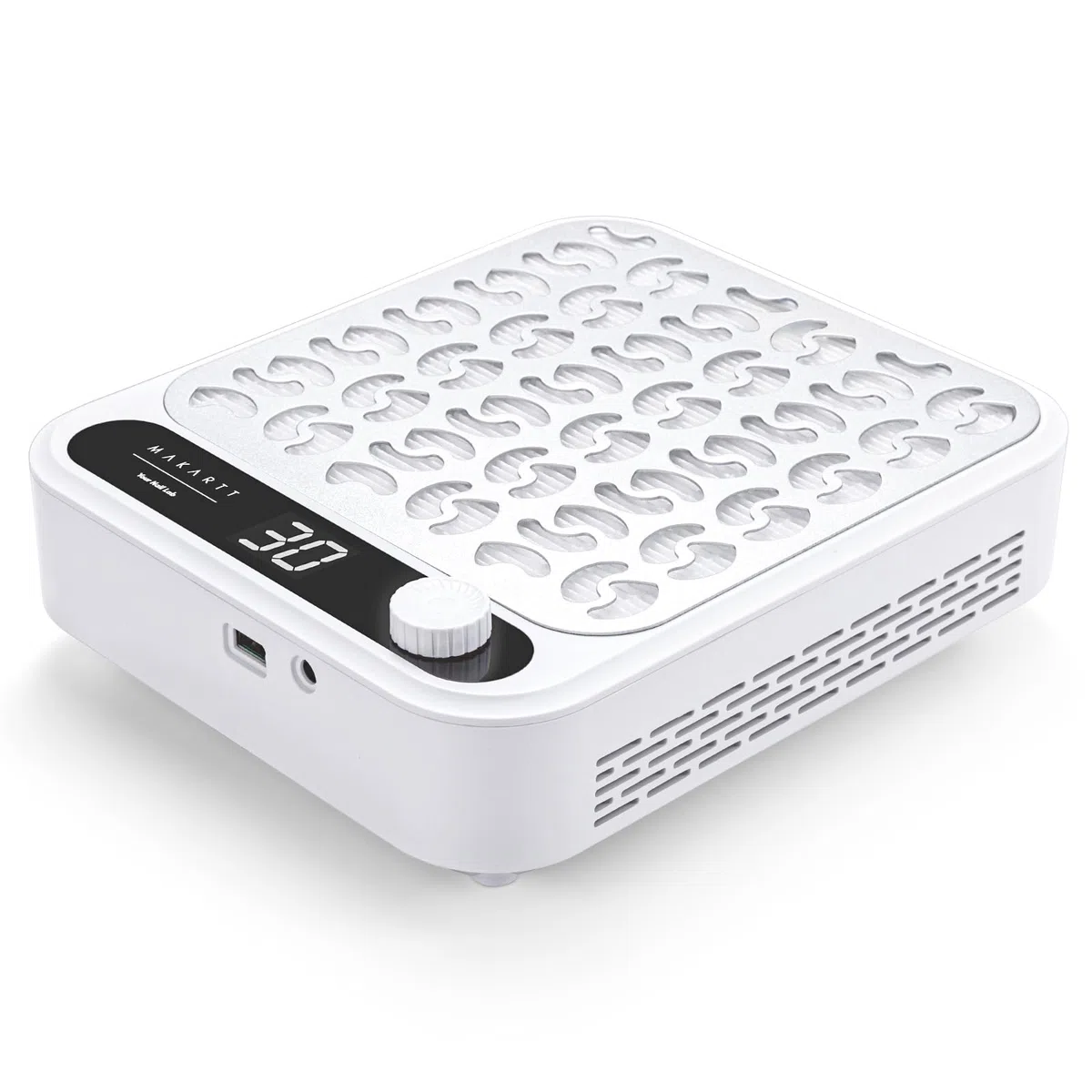 Makartt Aspirateur Ongles Professionnelle - Modèle Larina Forte Aspiration, écran LED, vitesse réglable, filtre réutilisable + grille de protection. Idéal pour limage acrylique, en salon ou à domicile