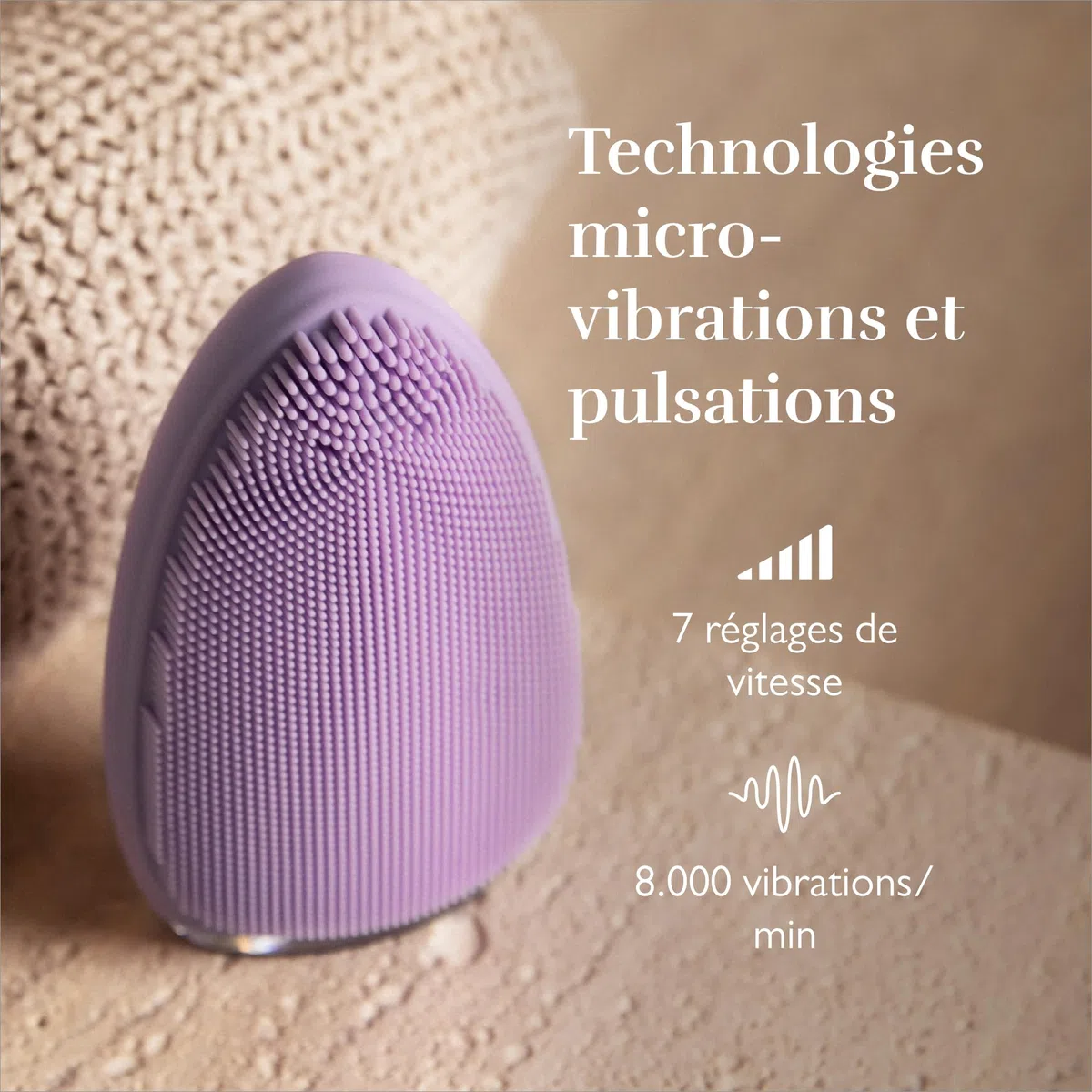 Silk'n Brosse nettoyante visage Bright Massage raffermissant Soins ultra-hygiéniques élimine impuretés résidus maquillage Lilas
