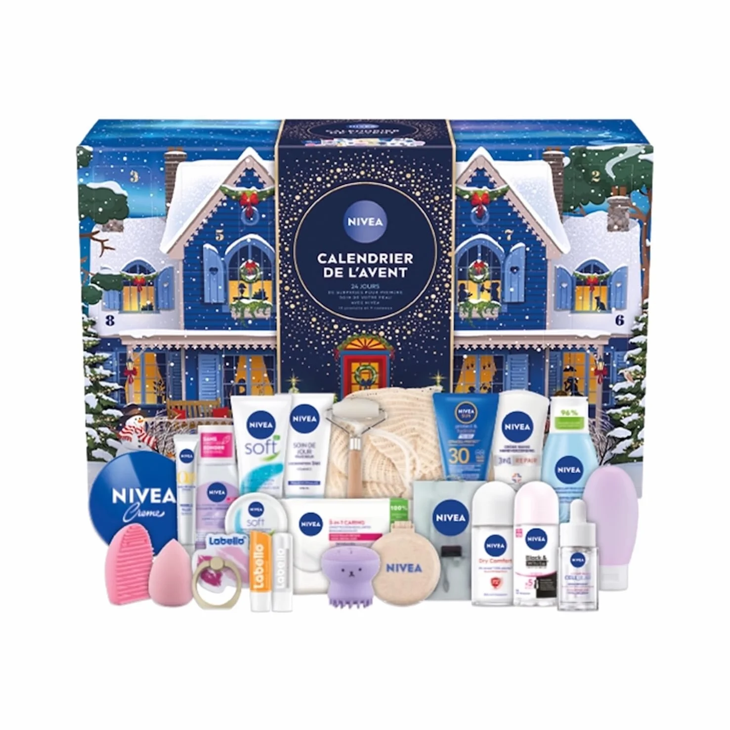 NIVEA Calendrier de l'Avent Femme Édition 2025 Coffret Cadeau Beauté Soins Visage Corps Lèvres Accessoires 24 Fenêtres Surprises