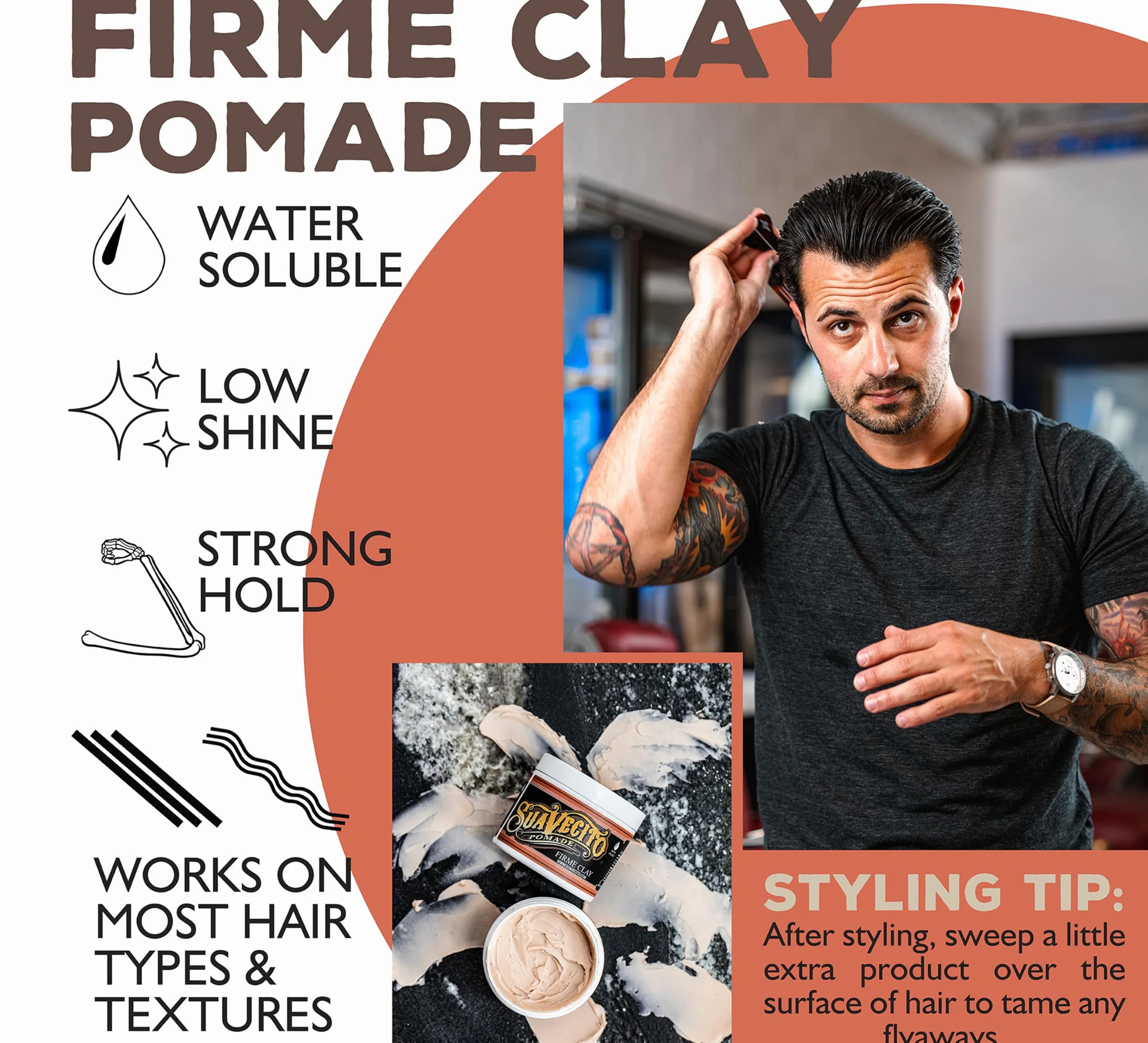 Suavecito Firme Clay Pomade For Unisex 4 oz Pomade