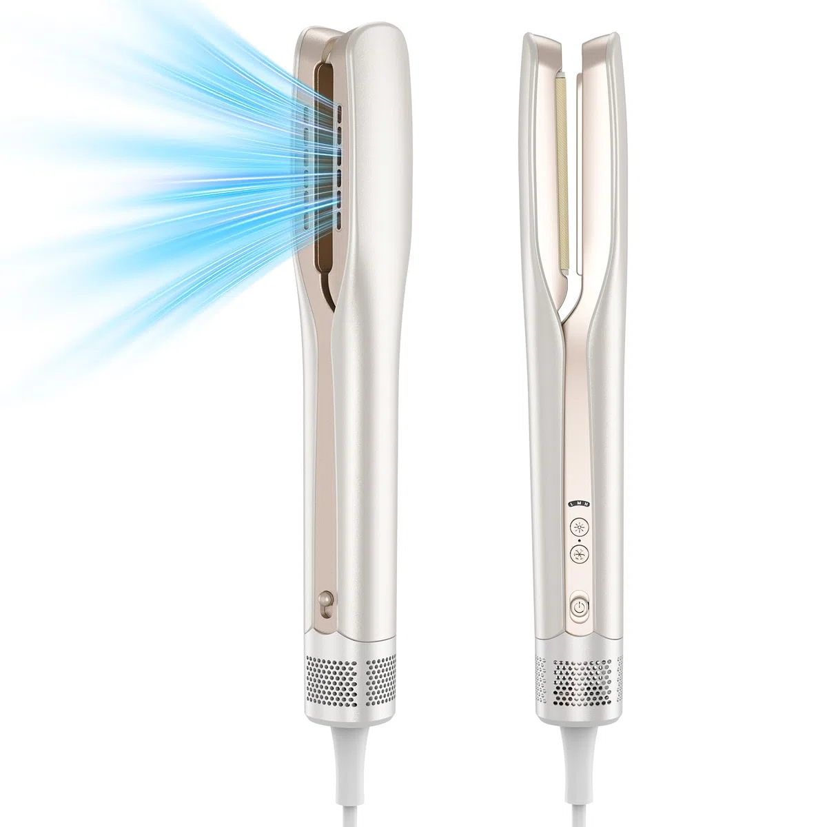 HOMEASY Lisseur Cheveux 2-en-1 : Séchage + Lissage Instantané - Fer à Lisser Professionnel, Technologie Lonique & Nanofibre, 3 Températures + 2 Vitesses, Écran LCD - Lisseur Boucleur Pour Tous Cheveux